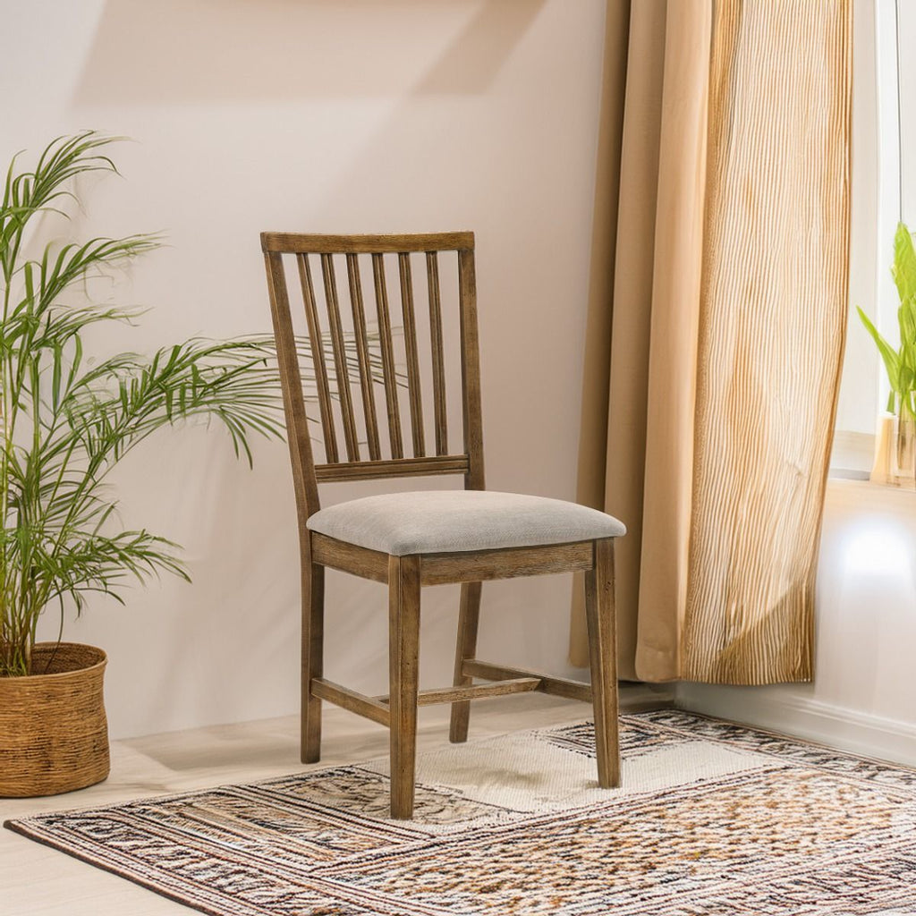 Wallace II - Side Chair (Set of 2) - Tan Linen & Weathered Oak