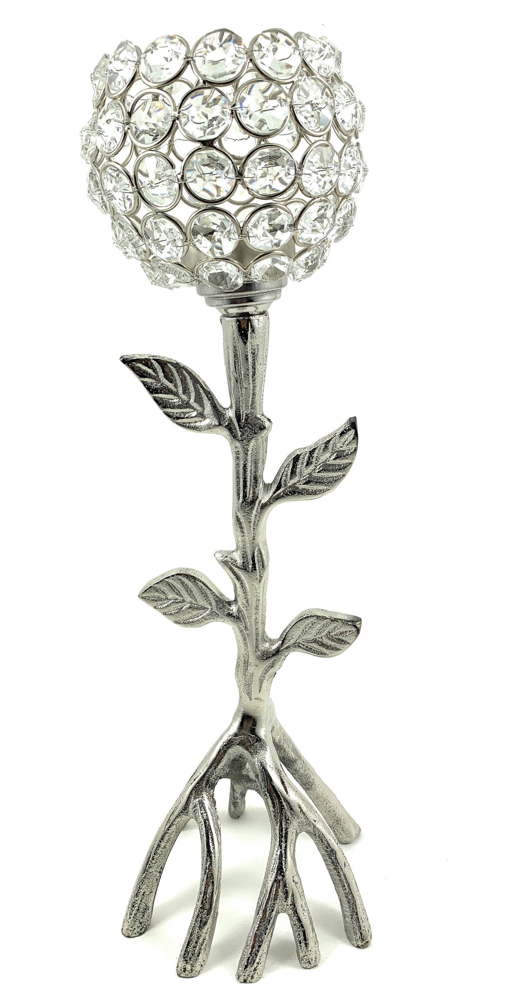 Silver Tree Hurricane Candle Holder