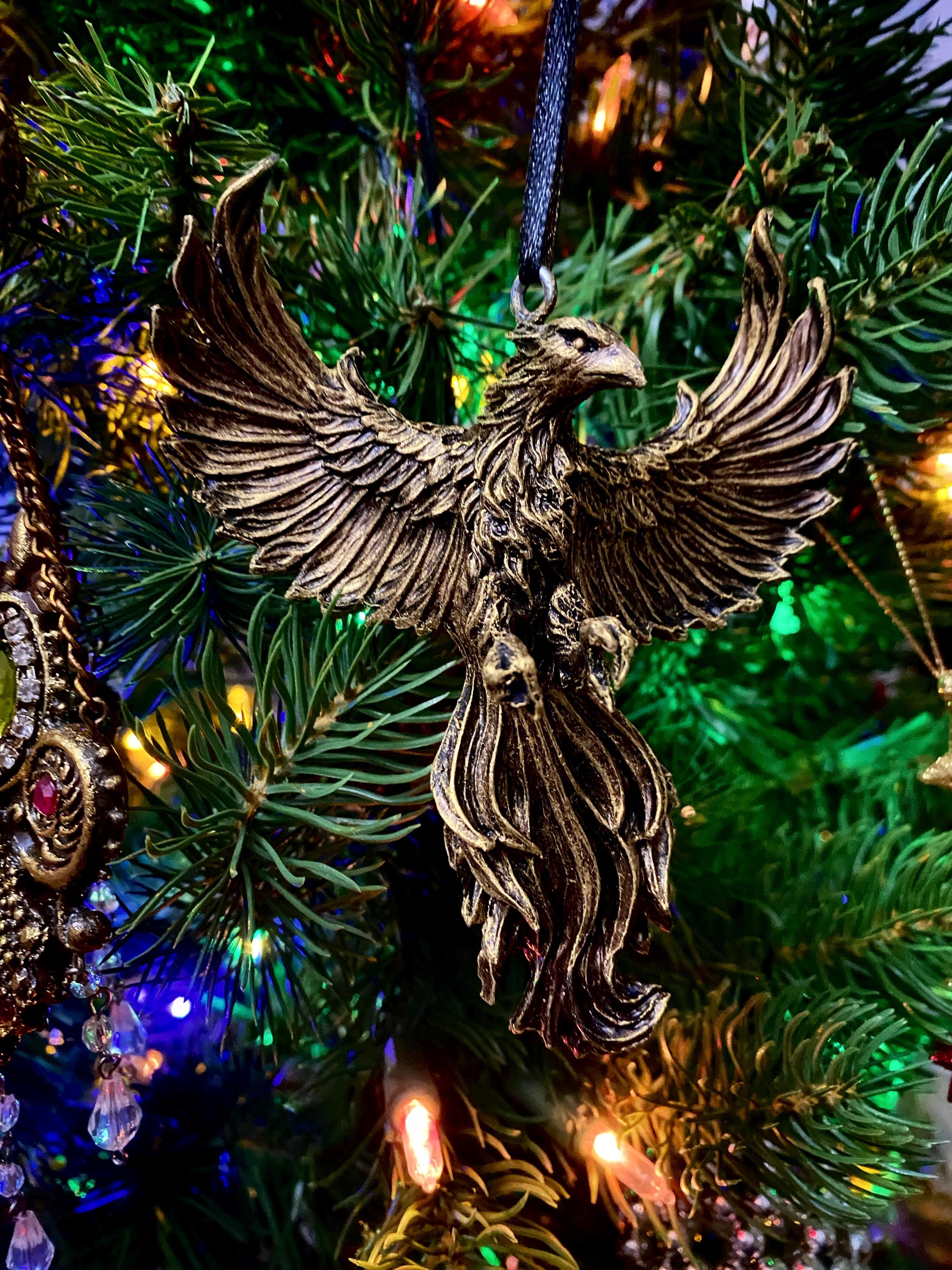 Phoenix Ornament, Hand Painted Resin Sculpture | Mythical Creature Figurine | Legendary Flaming Phoenix Figurine Fantasy Art Ornament Decor