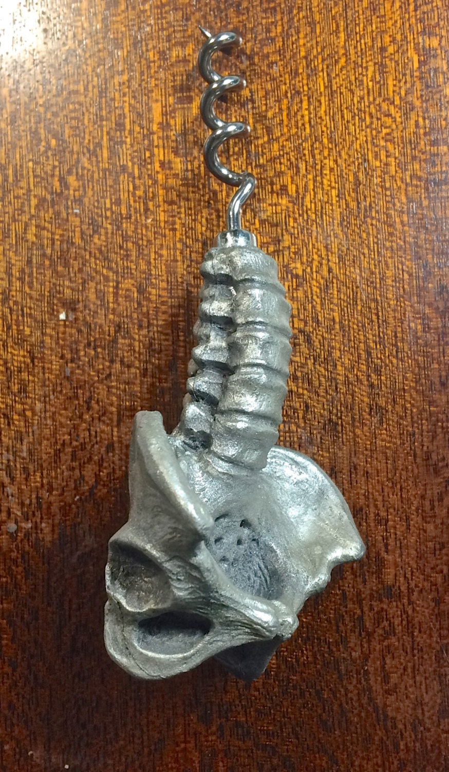 Spine and Pelvis Corkscrew, Hand Painted Resin | Gothic Medical Decor, Anatomy Spinal Cork Screw |Fantasy Gothic Wine and Barware Gift
