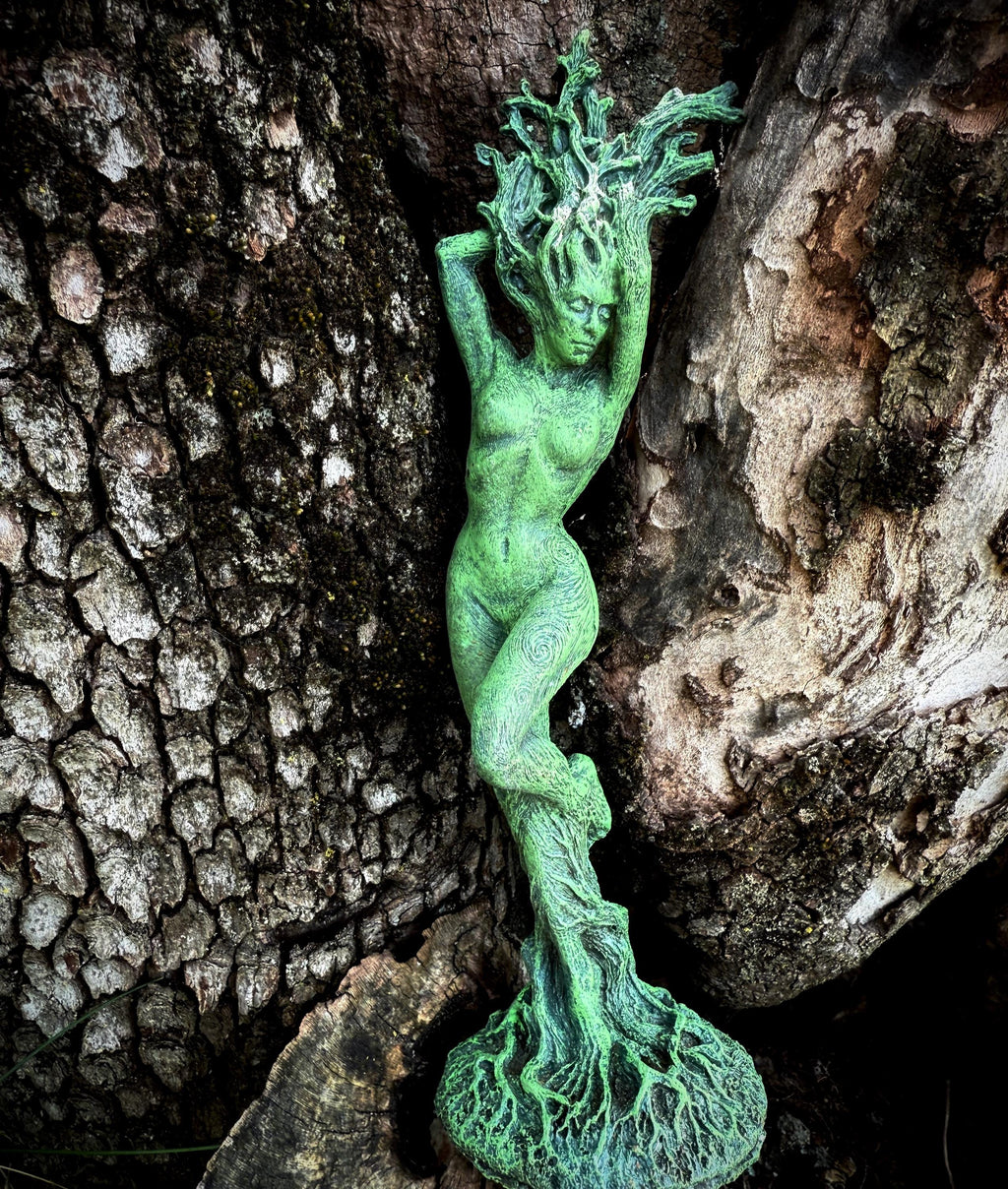 Dryad Statue, 8" Version, Green Finish