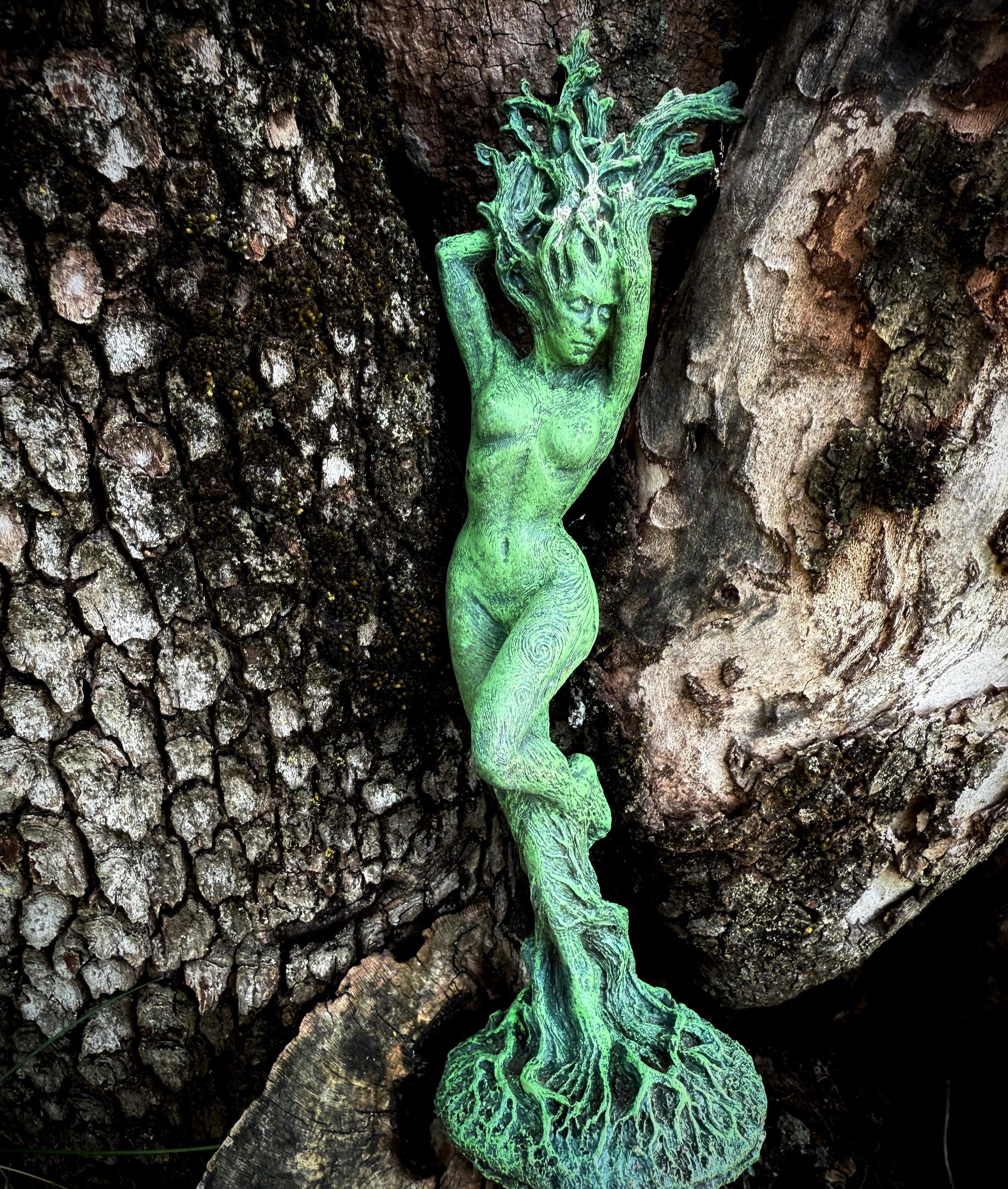 Dryad Statue, 8" Version, Green Finish