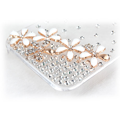Transparent Bling Flower Rhinestone Case for iPhone 4/4S