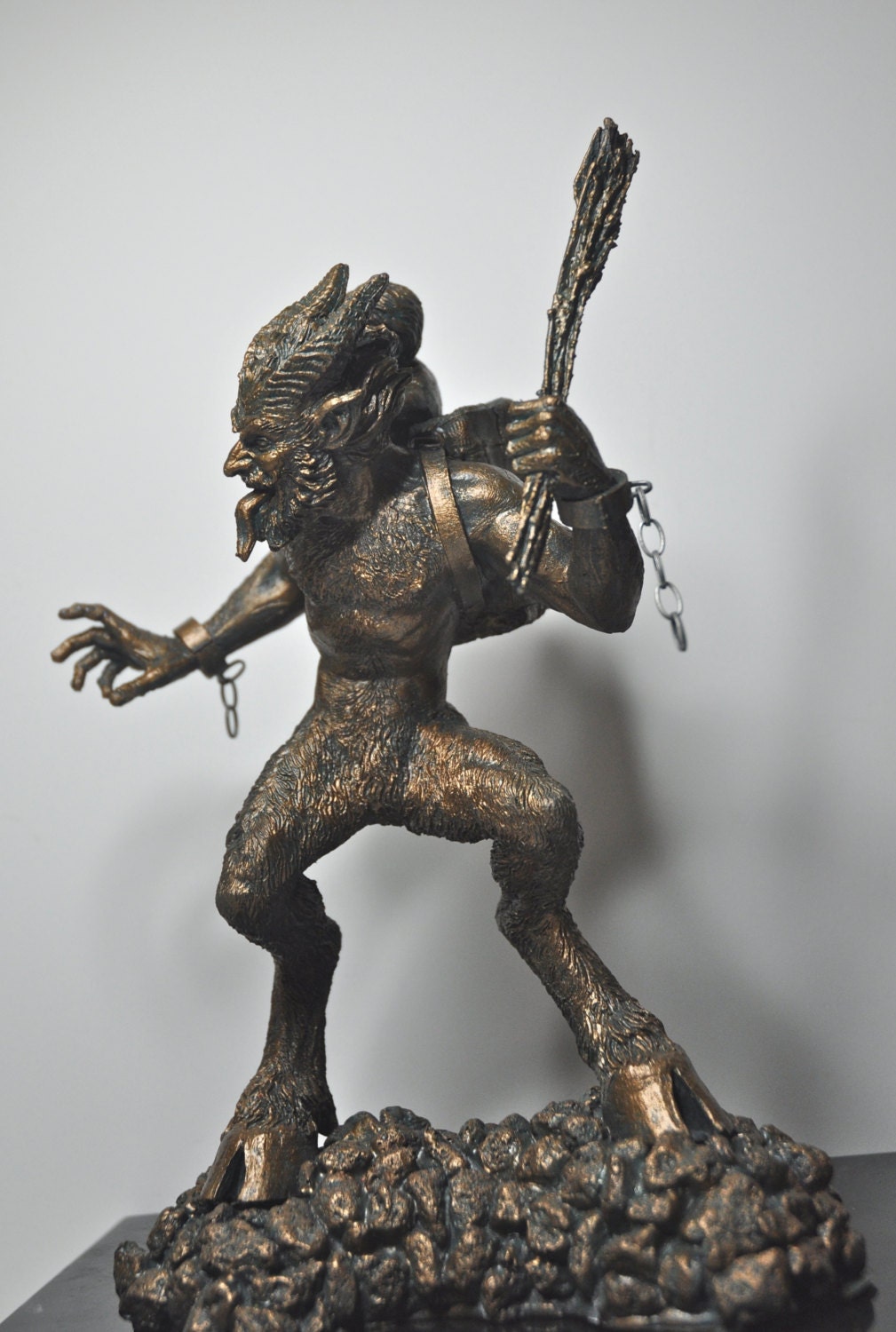 Krampus I Statue, Hand Painted Resin Sculpture Bronze Finish | Mythical Creature Figurine | Dark Christmas Demon, Gothic Folklore Decor