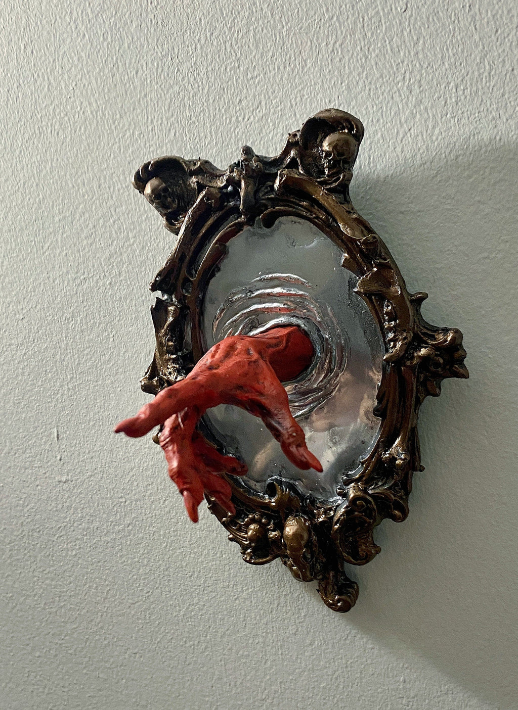 Spectral Hand Wall Plaque, Blood Red Resin Sculpture | Victorian Gothic Haunted Wall Art |Ghost Hand Gift for Halloween, Spooky Home Decor