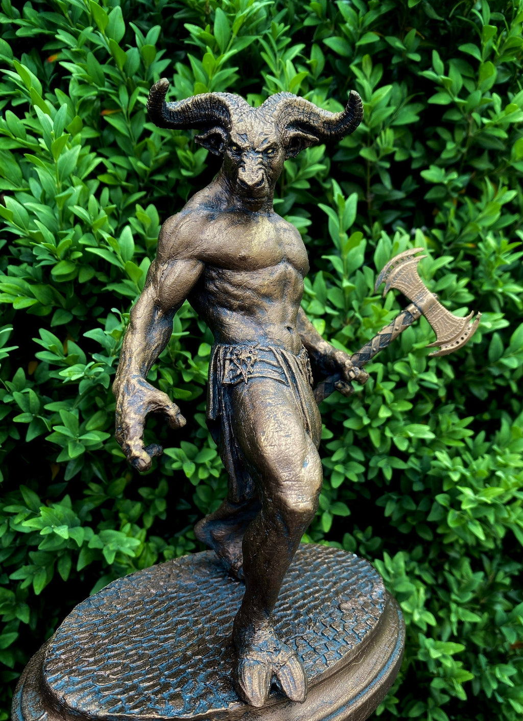 Minotaur Statue, Hand Painted Resin Sculpture | Mythical Creature Figurine | Unique Legendary Minotaur Monster Figurine. Fantasy Art Decor