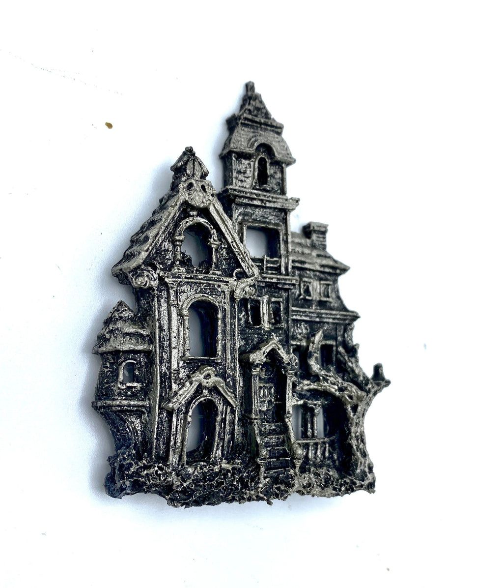 Haunted Mansion Magnet, Hand Painted Resin Sculpture | Gothic Fantasy Decor | Haunted House Magnet for Fantasy and Gothic Decor