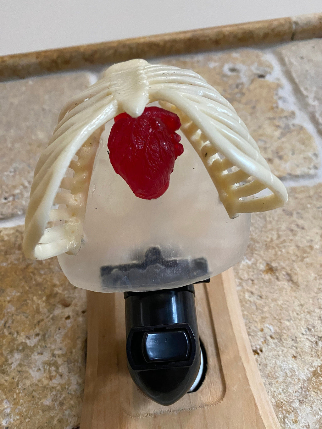 Rib Cage and Heart Nightlight, Hand Painted Resin Sculpture | Gothic Night Light |  Human Anatomy Lighting for Gothic Fantasy Home Decor