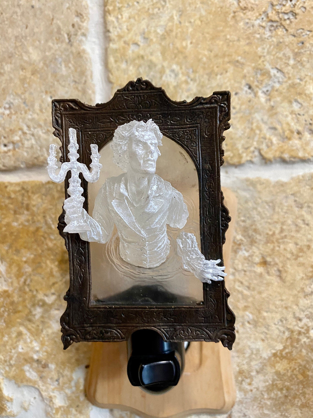 Gentleman Ghost in the Mirror Nightlight, Resin Sculpture | Victorian Gothic Night Light |  Ghost Lighting for Gothic Spooky Home Decor