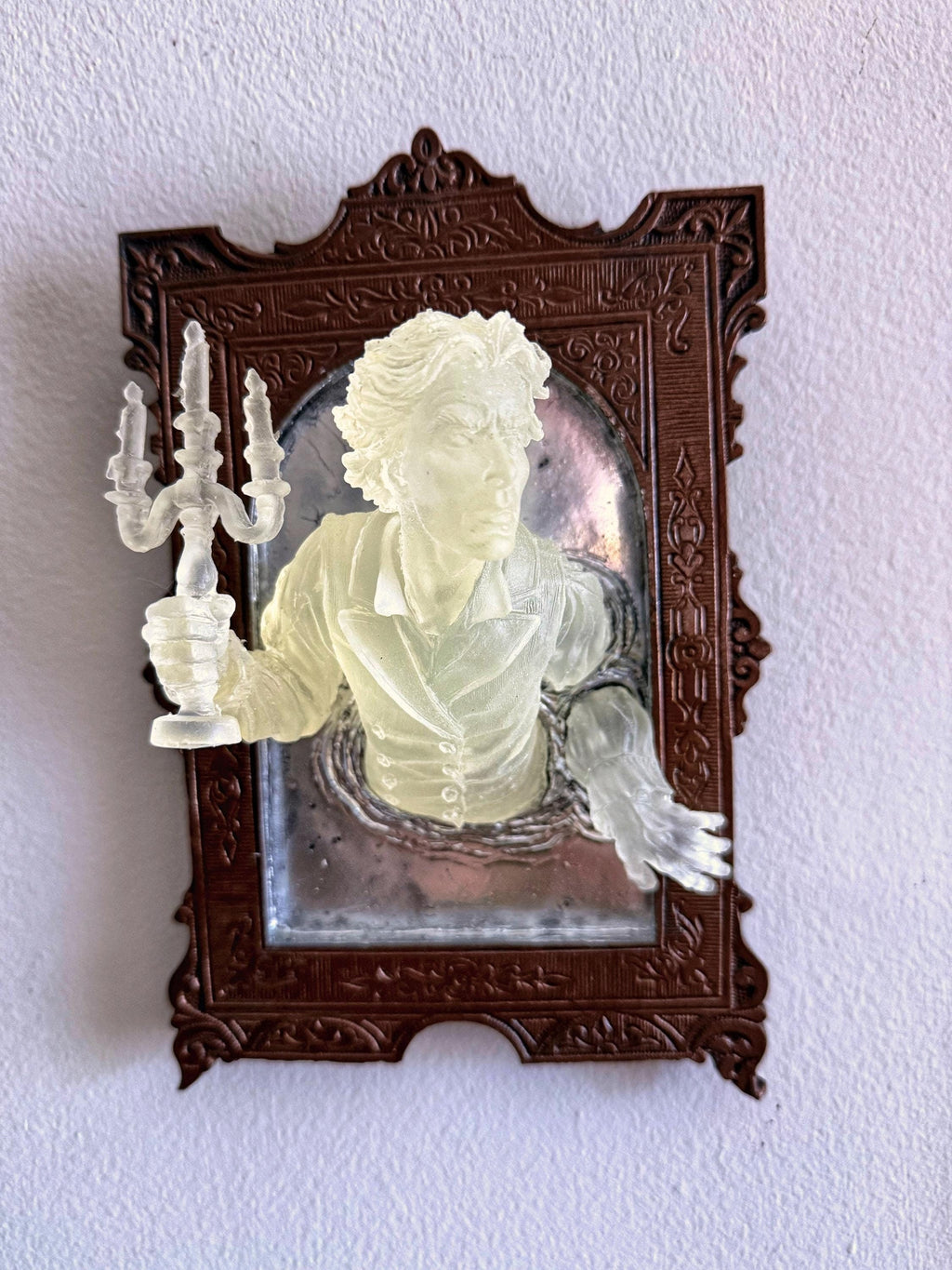 Gentleman Ghost in the Mirror Wall Plaque, Glow in the Dark Resin | Victorian Gothic Haunted Wall Art | for Halloween and Spooky Home Decor
