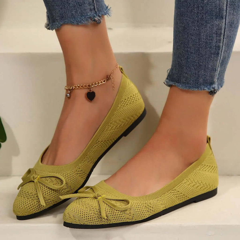 Knitted Pointed Toe Flats for Women – Fashion Slip-On Shoes