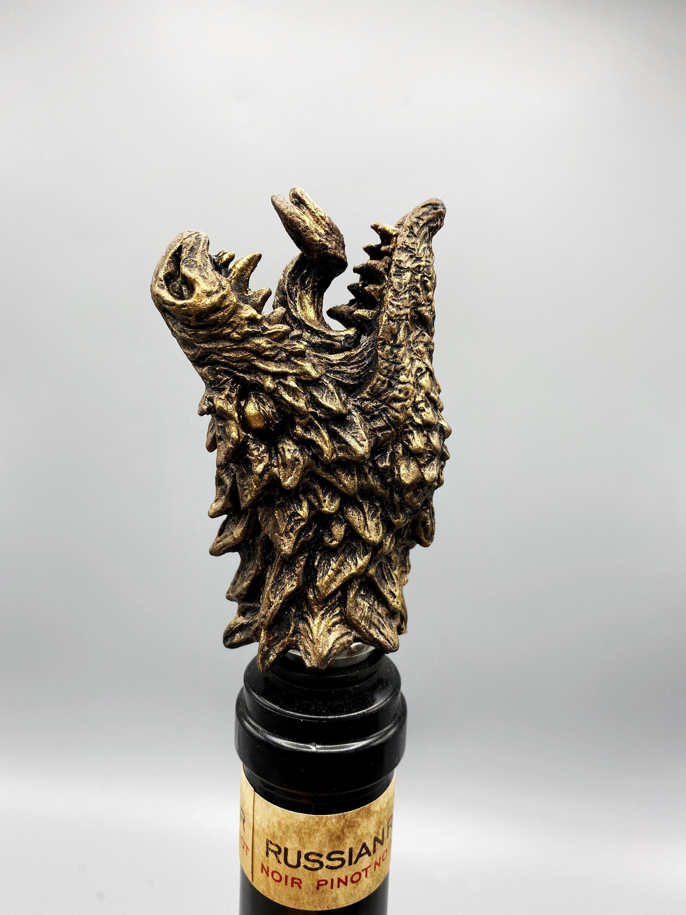 Dragon Winestopper, Hand Sculpted Resin,  Mythic Fantasy Art Barware | Legendary Dragon Bottle Stopper | Fantasy Wine and Barware Gift