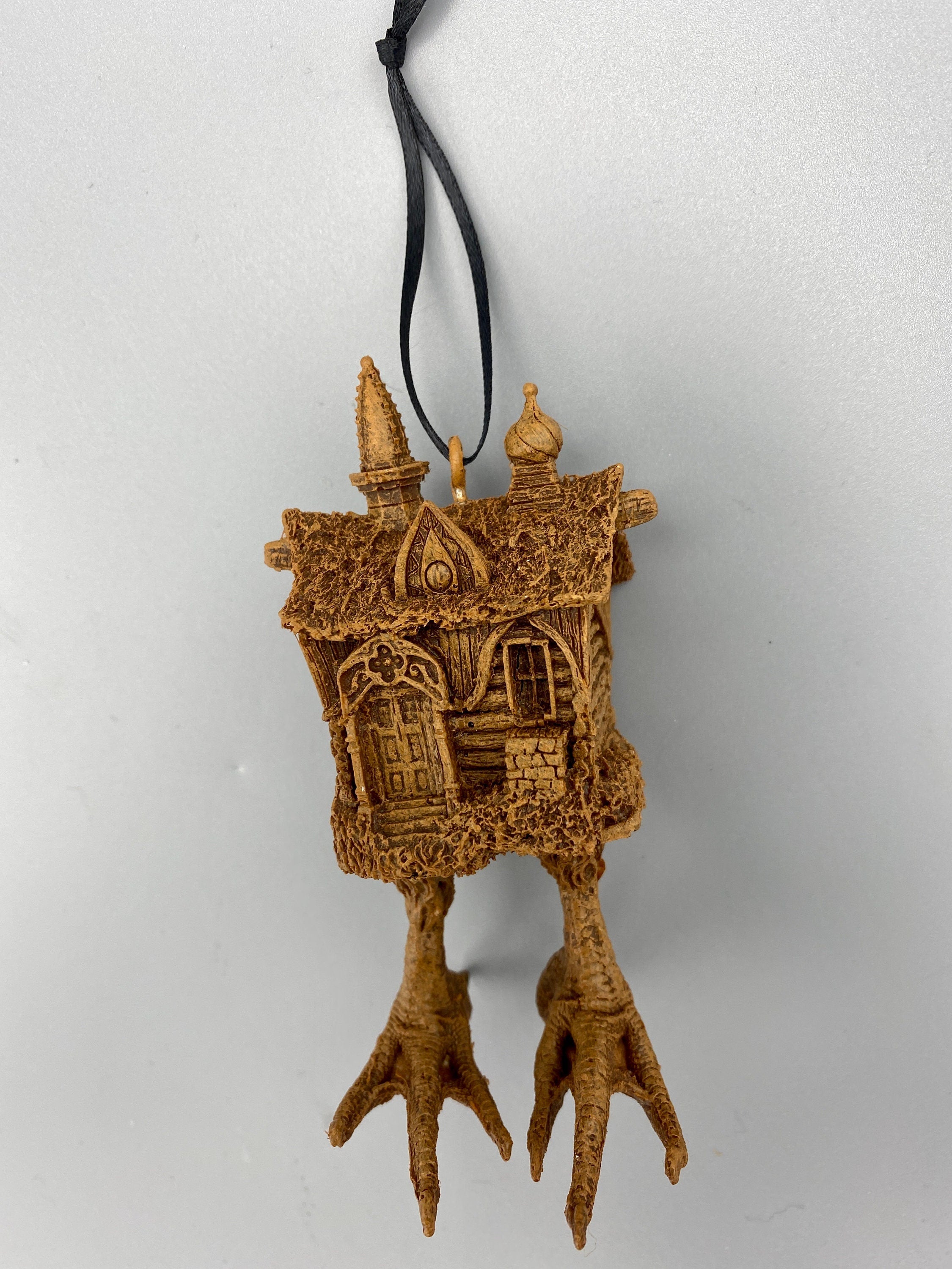 Baba Yaga Hut Ornament, Hand Painted Resin Sculpture | Russian Folklore Figurine | House Ornament | Fantasy Art for Witchy Holiday Decor