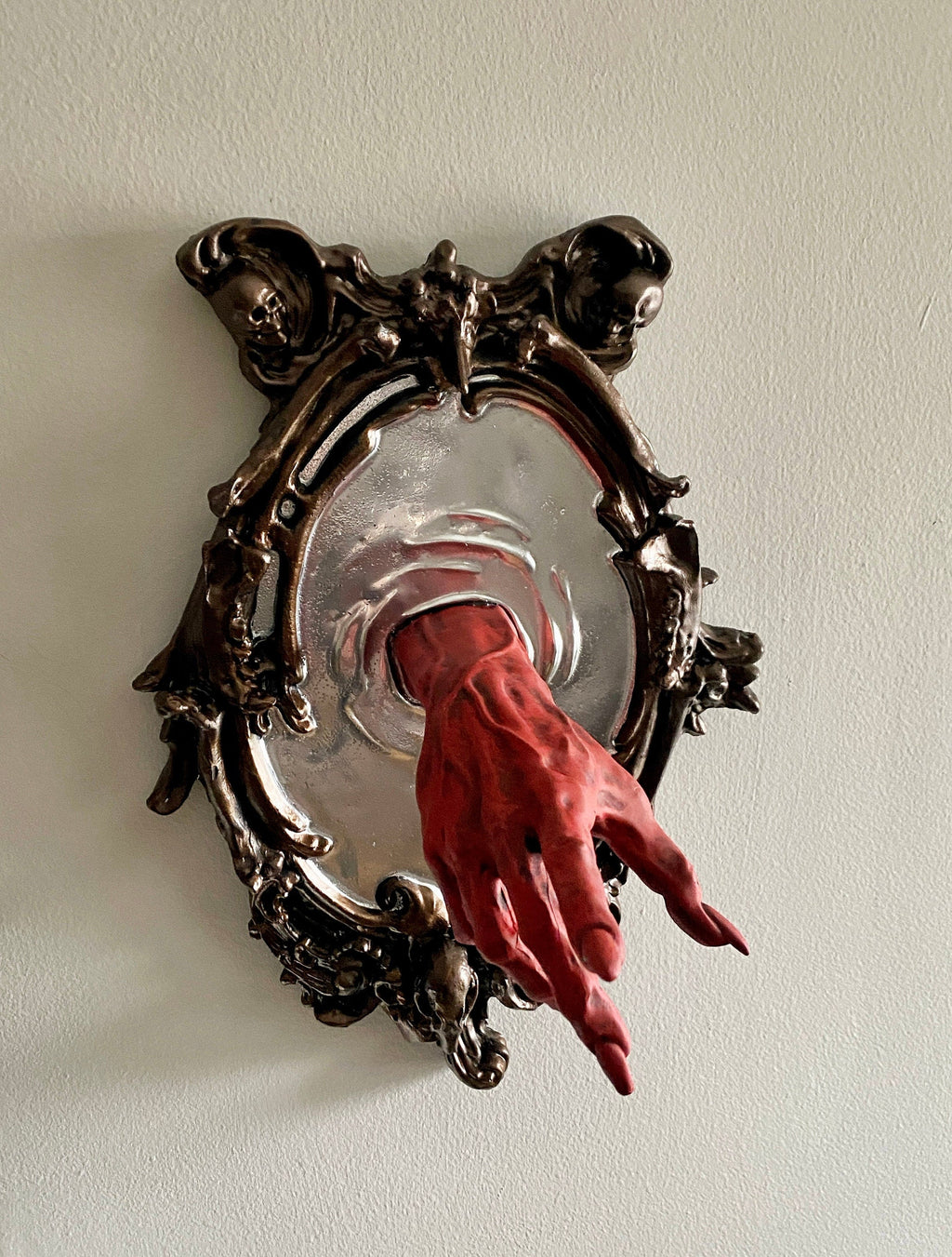 Spectral Hand Wall Plaque, Large Version, Blood Red, Resin | Victorian Gothic Haunted Wall Art |Ghost Hand for Halloween, Spooky Home Decor