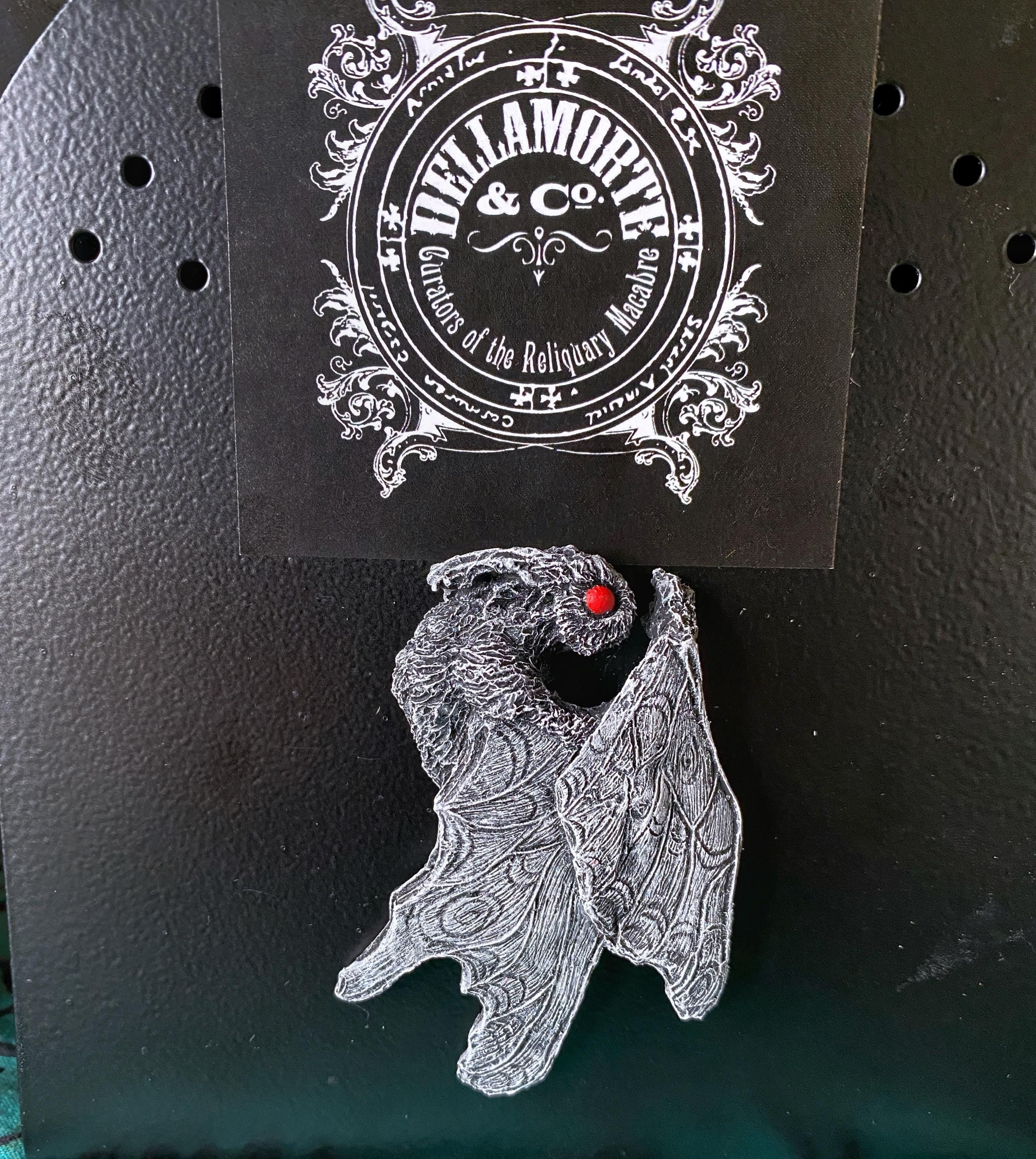 Mothman Magnet, Hand Painted Resin Sculpture | Cryptid Fantasy Decor | Moth Man Magnet for Horror and Gothic Decor