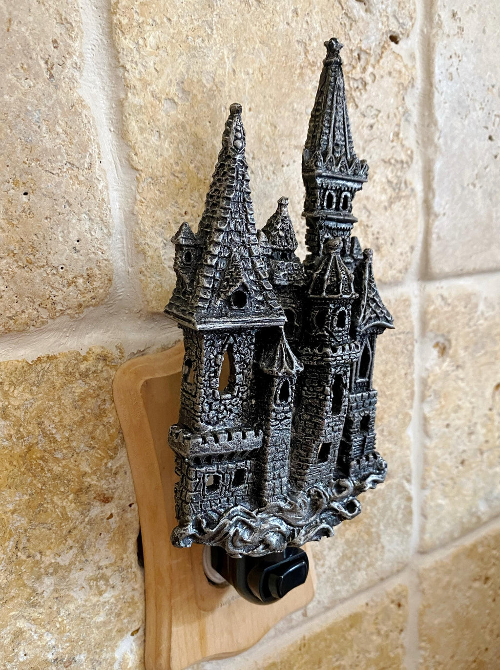 Medieval Castle Nightlight, Hand Painted Resin Sculpture | Victorian Gothic Night Light | Castle Lighting for Gothic Fantasy Home Decor