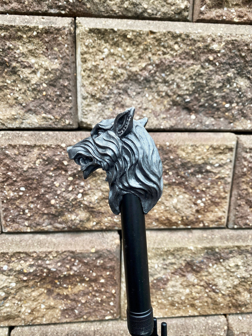 Wolf Head Umbrella, Hand Sculpted Resin | Medieval Gothic Umbrella | Fantasy Cosplay Direwolf Umbrella Cane, Gothic Accessory