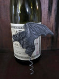 Vampire Bat Corkscrew, Hand Painted Resin | Gothic Vampire Barware | Unique Bat Cork Screw |Dark Fantasy Gothic Wine and Barware Gift