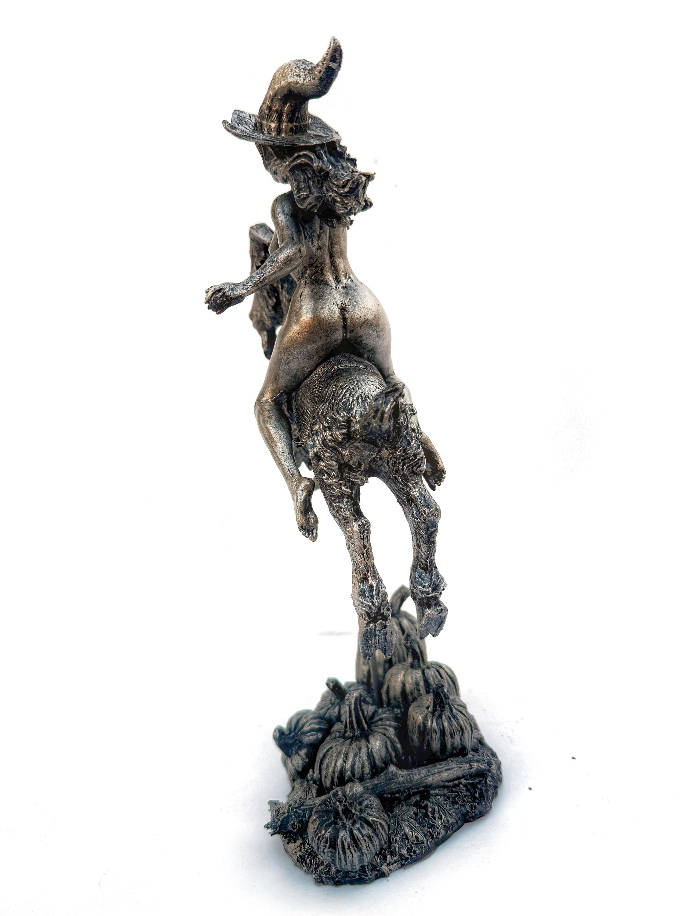 Witch’s Sabbath: Goat Rider Statue, Large Version Resin Sculpture | Pagan Folklore Witchcraft Figurine | Witchy Art for Gothic Home Decor