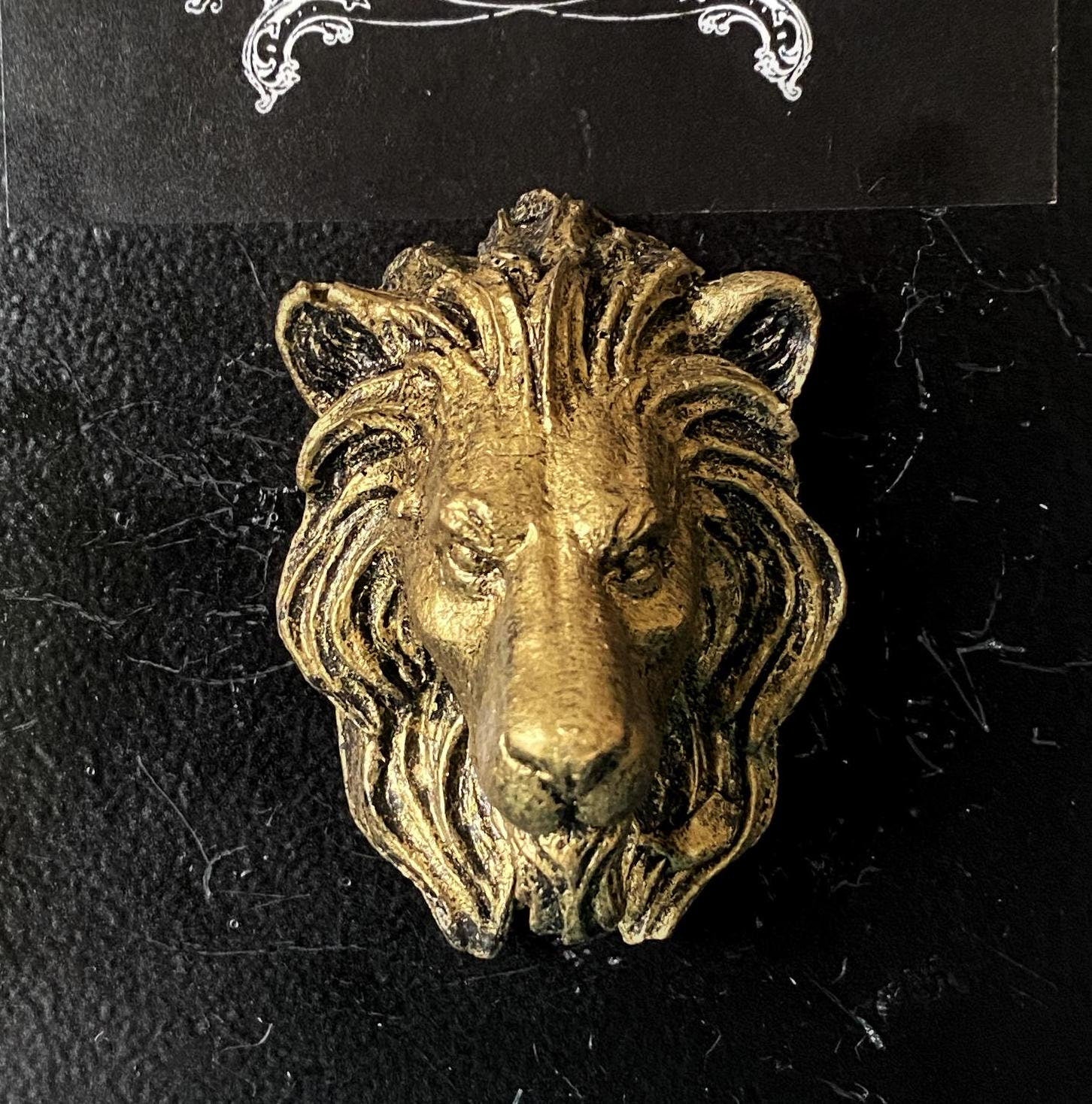 Lion's Head Magnet, Hand Painted Resin Sculpture | Mythic Fantasy Decor | Lion Magnet for Fantasy and Gothic Decor