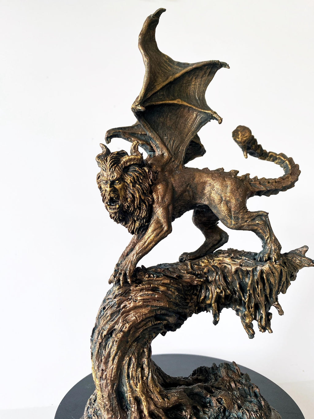 Manticore Statue, Hand Painted Resin Sculpture | Mythical Creature Figurine | Unique Legendary Manticore Monster Figurine. Fantasy Art Gift