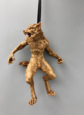 Werewolf Ornament, Brown, Hand Painted Resin Sculpture | Gothic Halloween Legendary Monster | Dark Folklore for Spooky Holiday Ornament