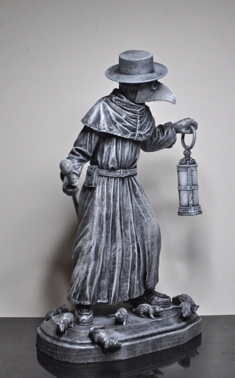 Plague Doctor Statue, Hand Painted Resin Sculpture | Gothic Medieval Figurine | Dark Folklore Art for Spooky Home Decor