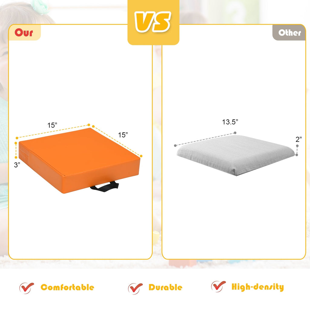 6 Pieces 15 Inches Square Toddler Floor Cushions Flexible Soft Foam Seating with Handles-Multicolor