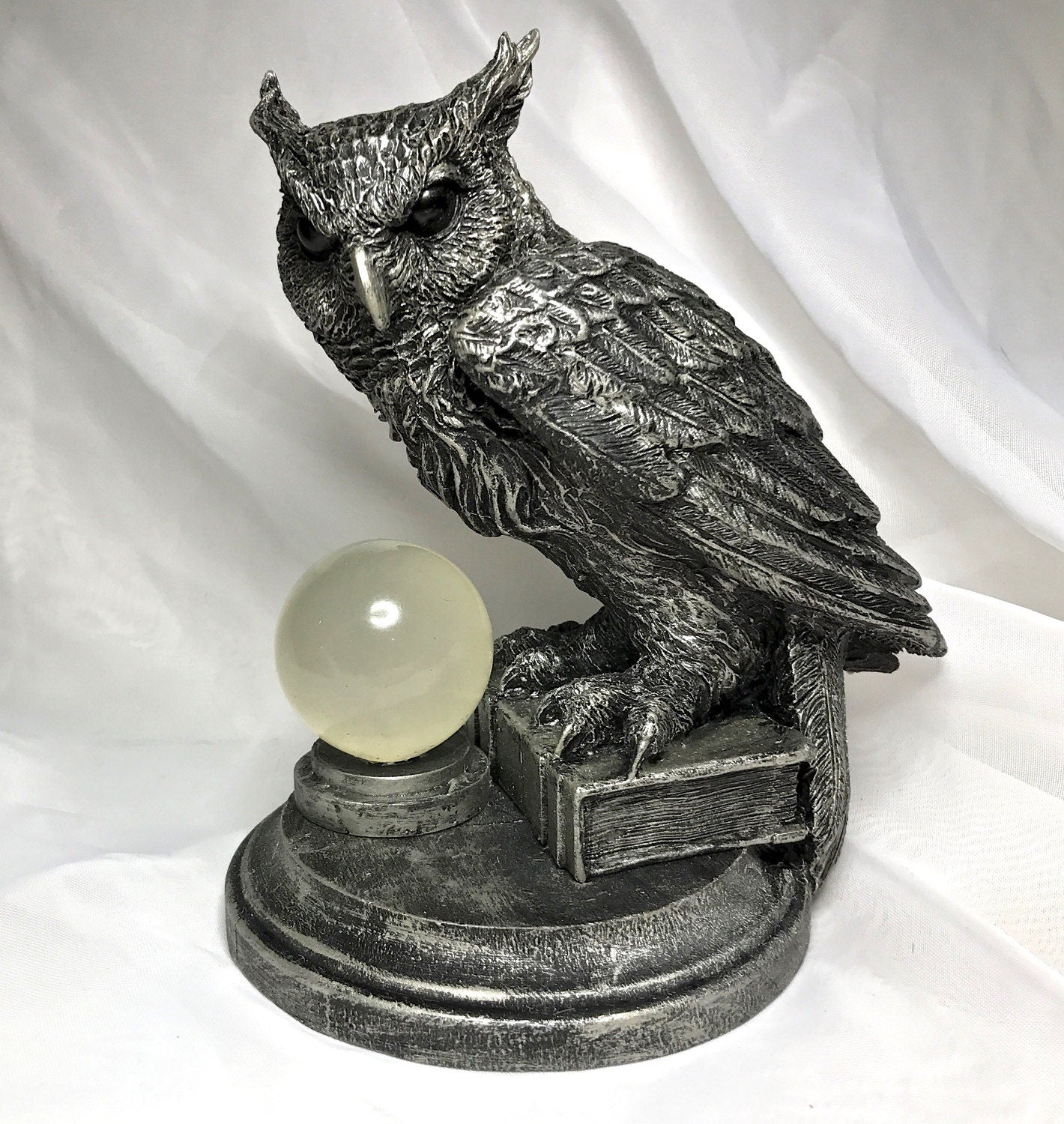 Horned Owl: Witch’s Familiar Statue, Hand Painted Resin Sculpture | Pagan Folklore Owl Figurine | Witchy Art for Gothic Home Decor