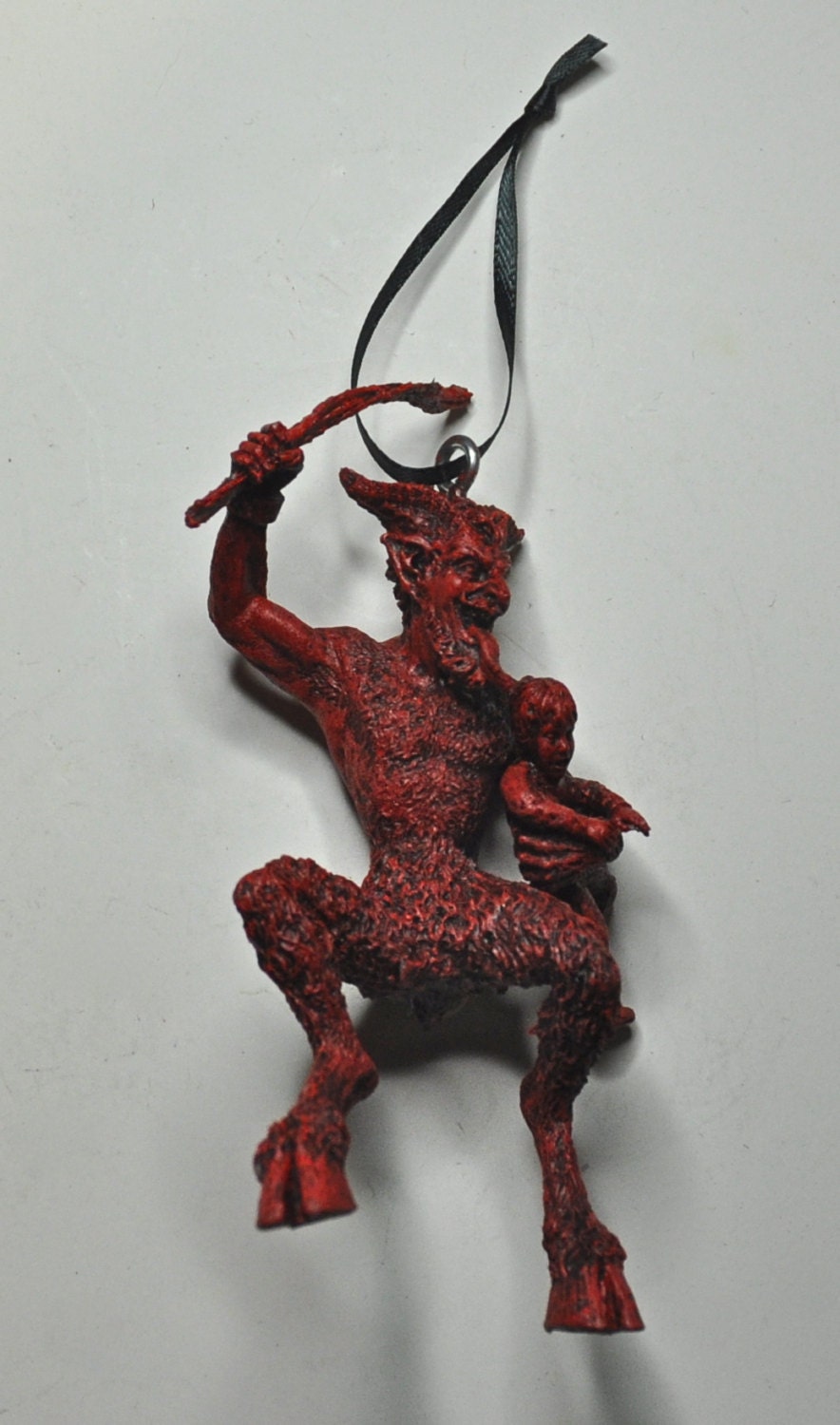 Krampus 2 Ornament, Hand Painted Resin Sculpture, Red Finish | Mythical Creature Figurine | Unique Dark Christmas Demon,Gothic Holiday Decor