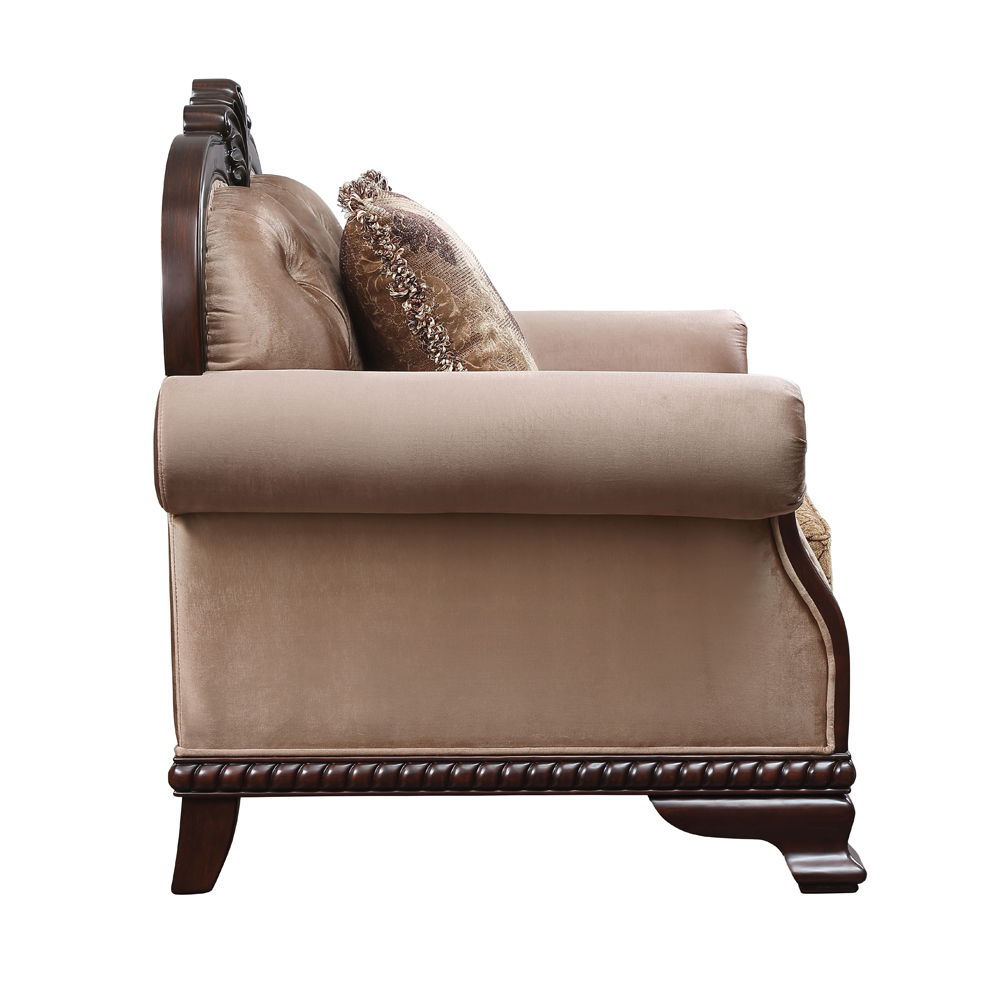 Chateau De Ville - Sofa With 5 Pillows (Same Lv01588) - Fabric & Espresso