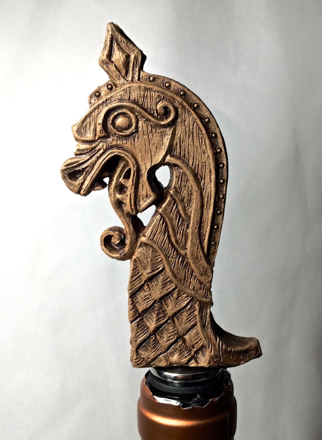 Viking Ship Dragon Winestopper, Hand Sculpted Resin, Medieval Norse Art Barware |Mythic Viking Bottle Stopper |Fantasy Wine and Barware Gift