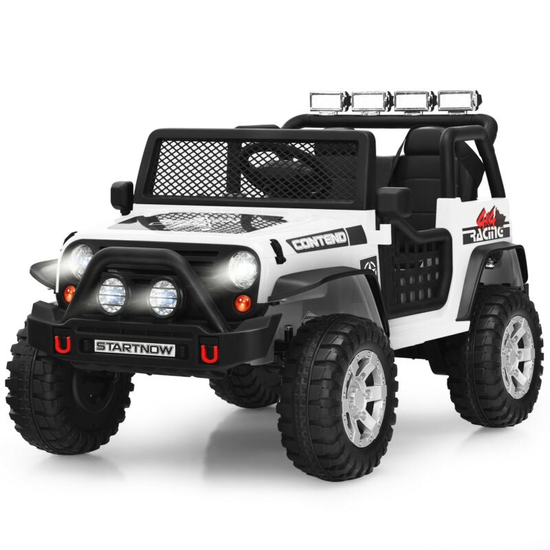 12V Kids Electric Ride On Truck with Remote Control and Operation Lever-White