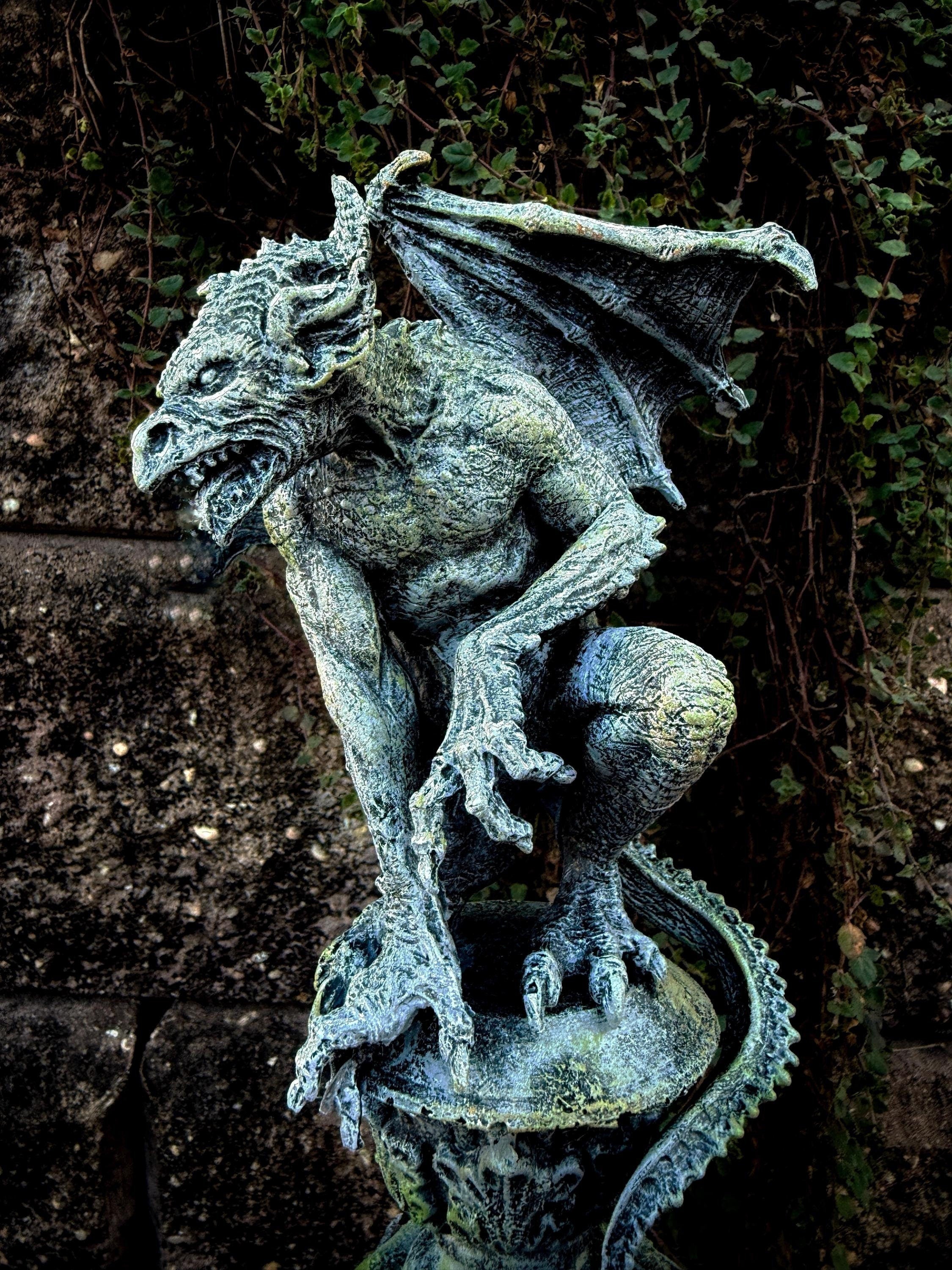 Gargoyle Statue, Hand Painted Resin | Legendary Medieval Monster Figurine | Demon Gargoyle Statue for Fantasy Art lover and Gamer Decor