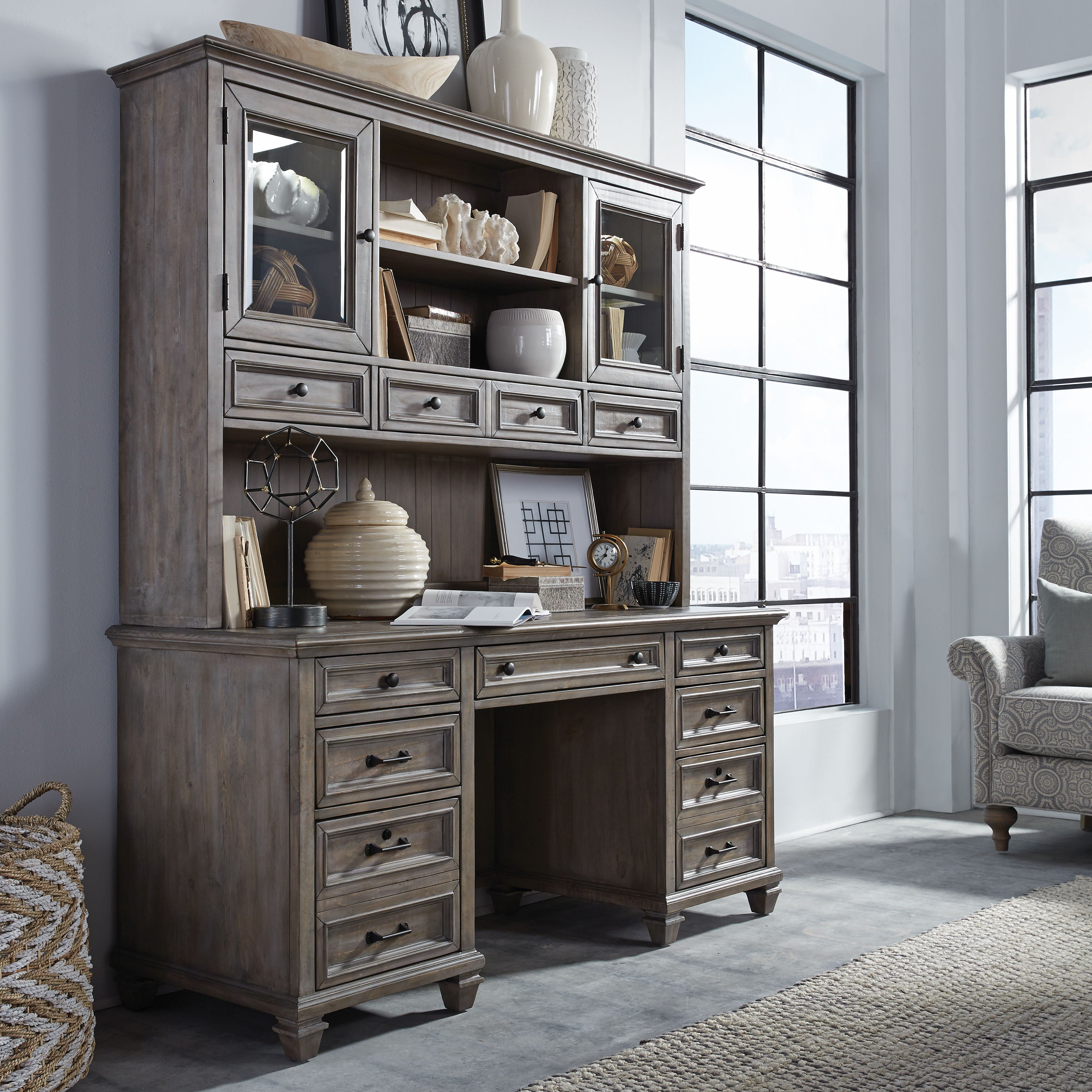Lancaster - Credenza With Hutch - Dove Tail Gray