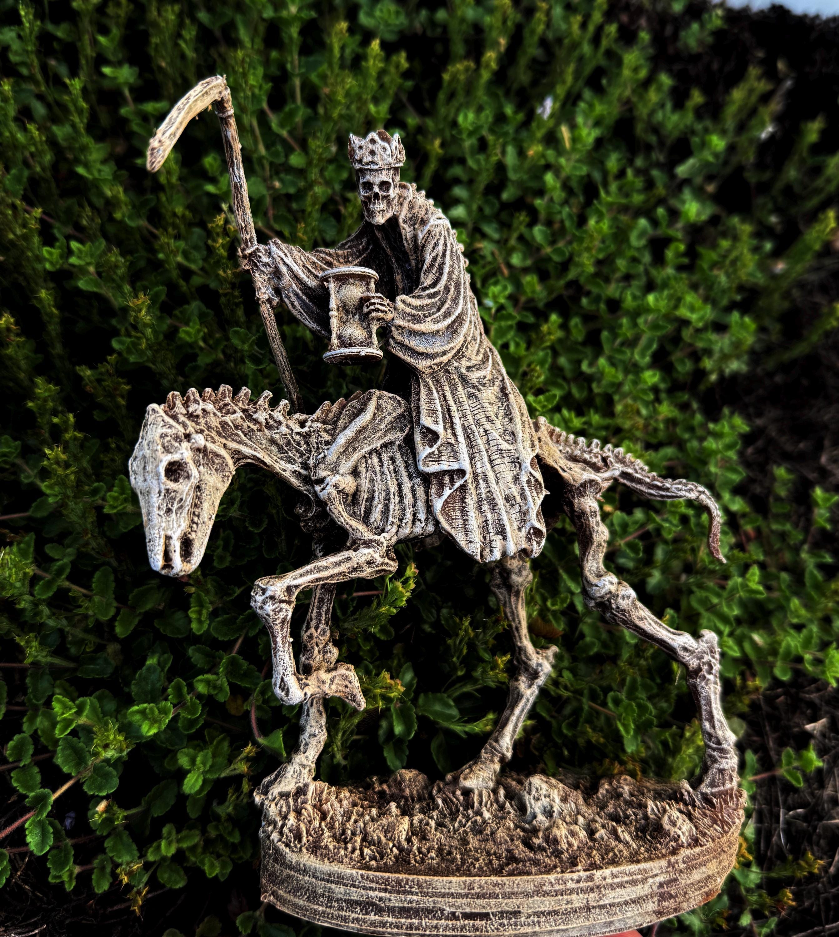 Triumph of Death: Grim Reaper on Skeletal Horse Statue, Hand Painted Resin Figurine, Horror Art |Gift for Gothic and Dark Fantasy Collectors
