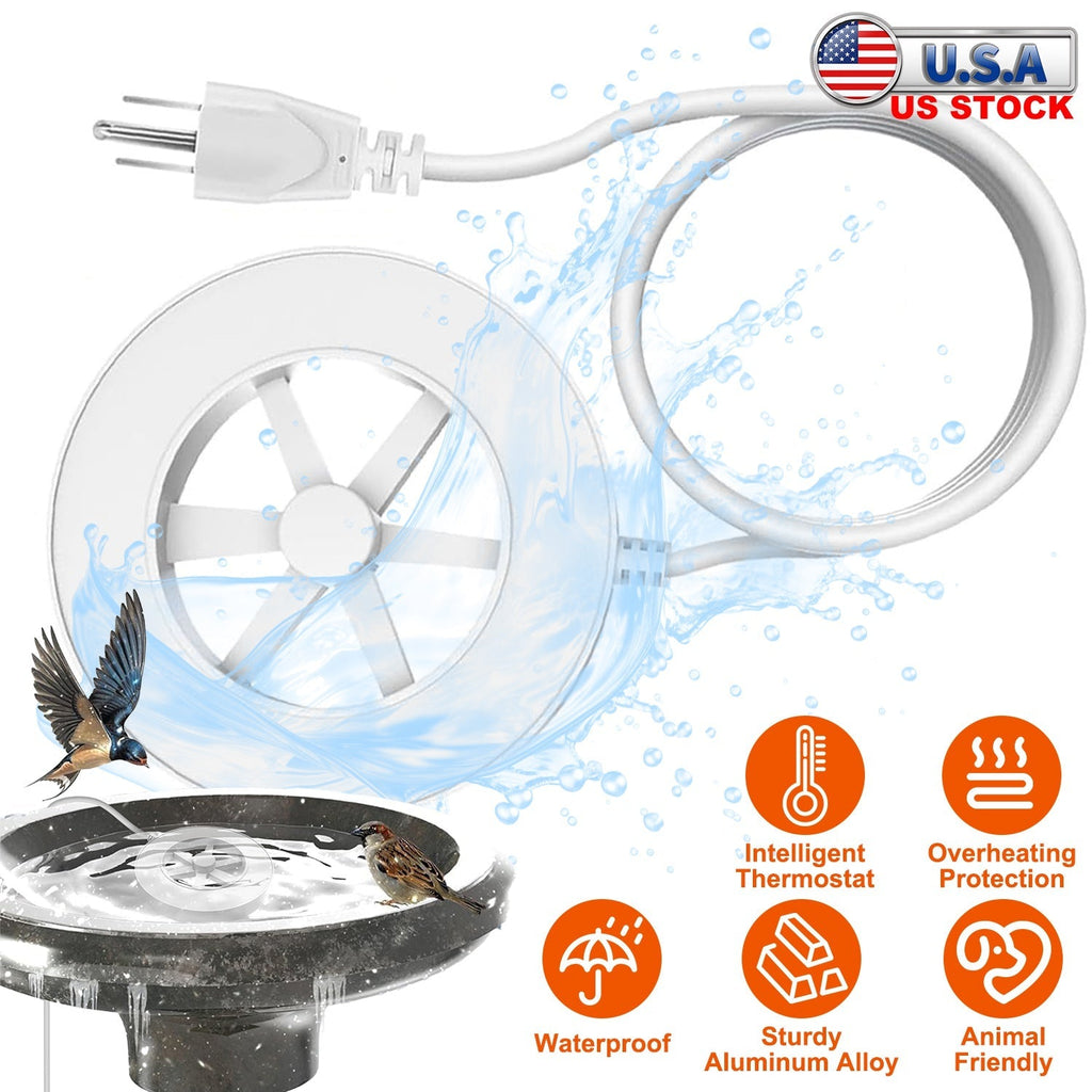 70W Outdoor Bird Bath Heater Winter Deicer with Thermostat, Auto Shutoff & Waterproof Design
