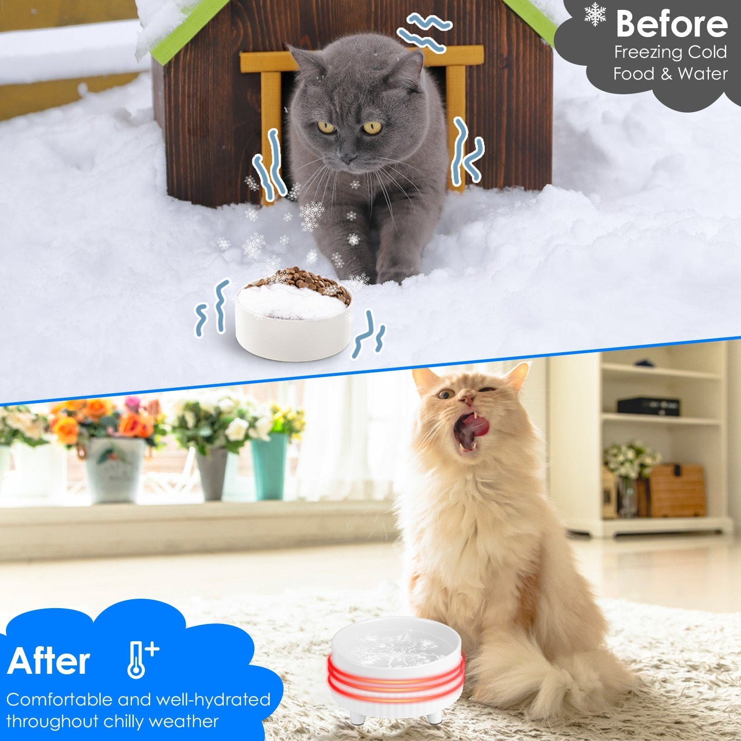 Heated Water Bowl For Dogs And Cats Ceramic Heated Pet Water Bowl Food Warmer USB Powered Thermal Pet Bowl Provide Fresh Non Freezing Drinkable Water