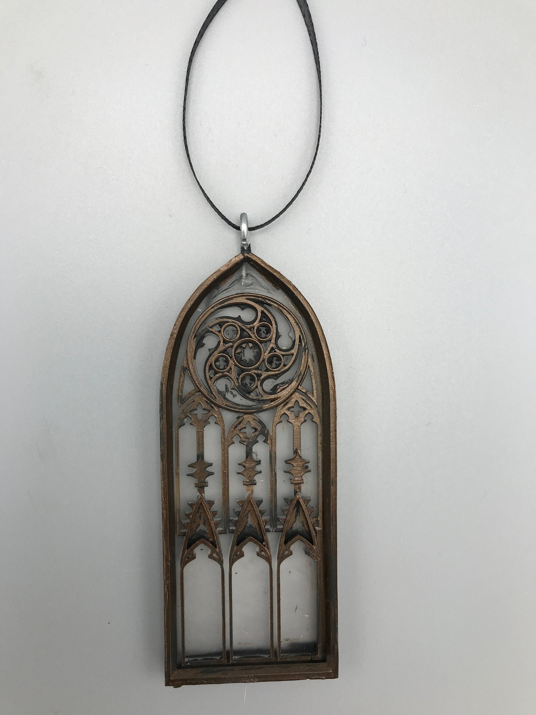 Gothic Cathedral Arch Ornament, Translucent | Unique Gothic Home Decor | Resin Medieval Architecture, Gothic Ornament Holiday Decor