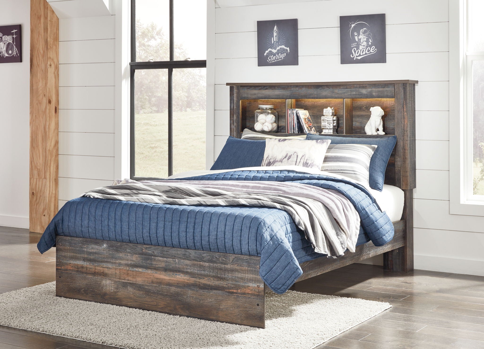 Drystan - Panel Bookcase Bed
