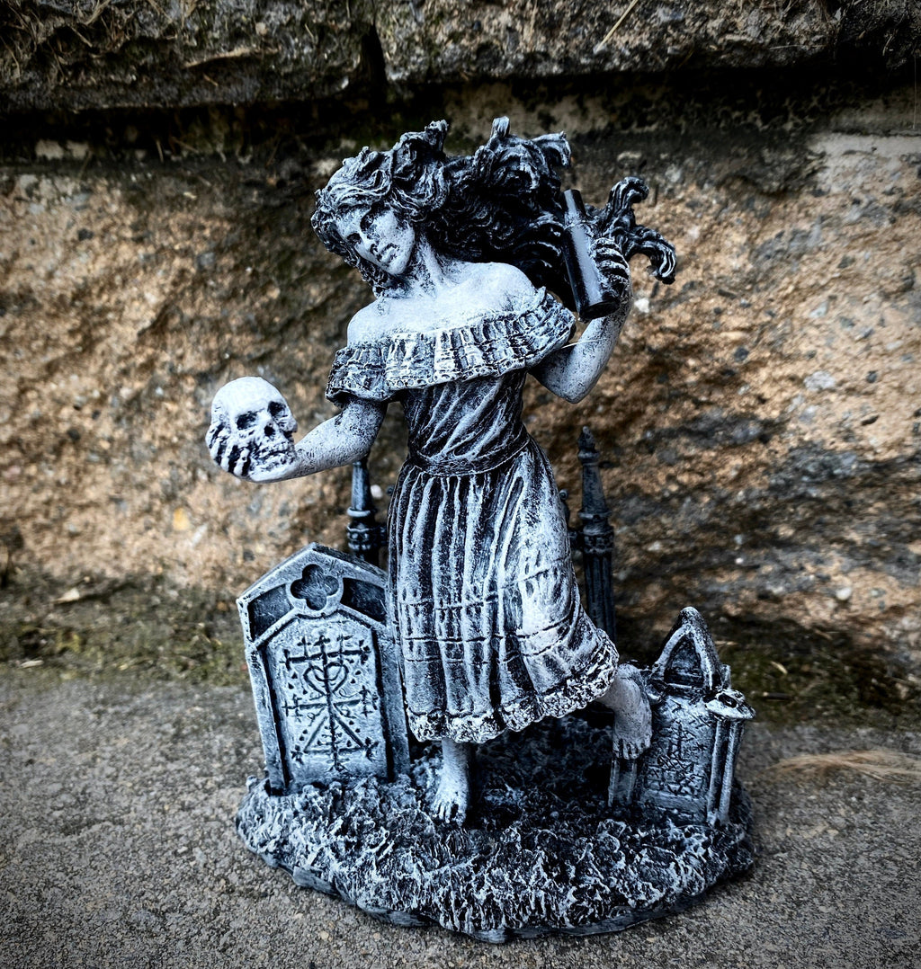 Witch’s Sabbath: Maman Brigitte, the Voodoo Death Loa Statue | Voudou Folklore Pagan Witchcraft Figurine | Witchy Art for Gothic Home Decor
