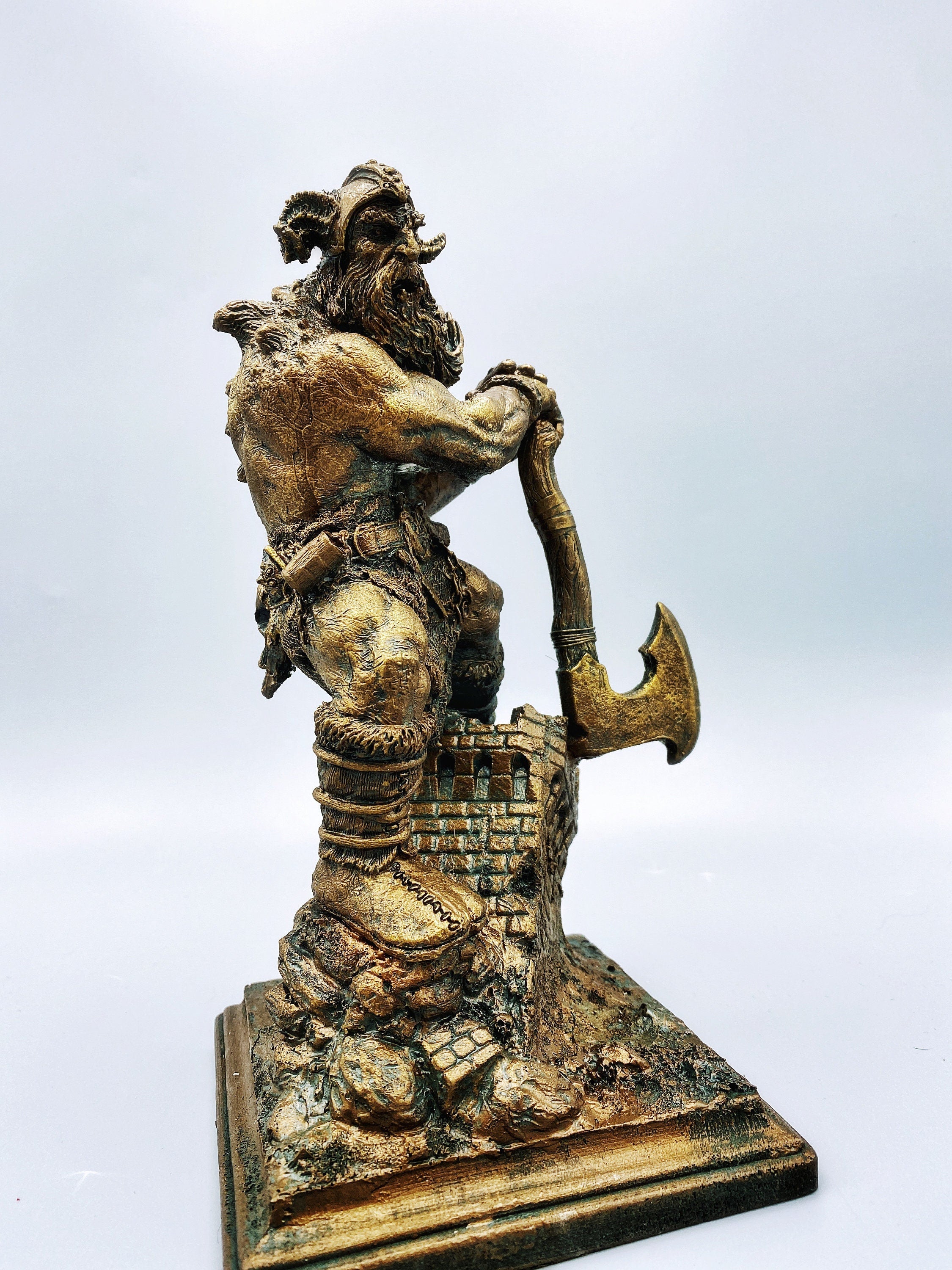 Frost Giant Statue, Hand Painted Resin Sculpture | Mythical Viking Creature Figurine | Legendary Norse Mythology Figurine. Fantasy Art Decor