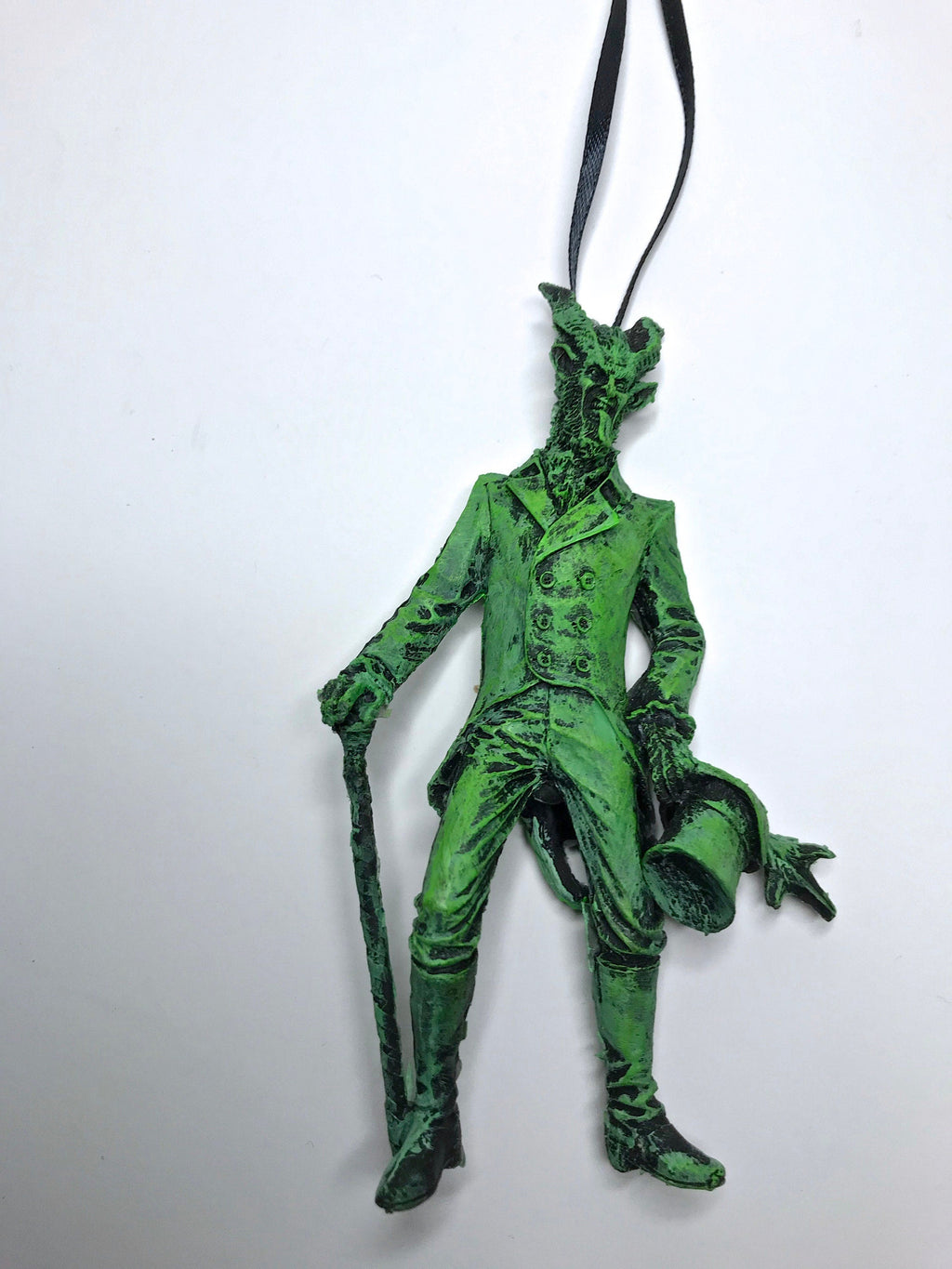 Gentleman Krampus Ornament, Hand Painted Resin Sculpture | Christmas Legend Figurine |Unique Dark Christmas Demon Ornament for Holiday Decor
