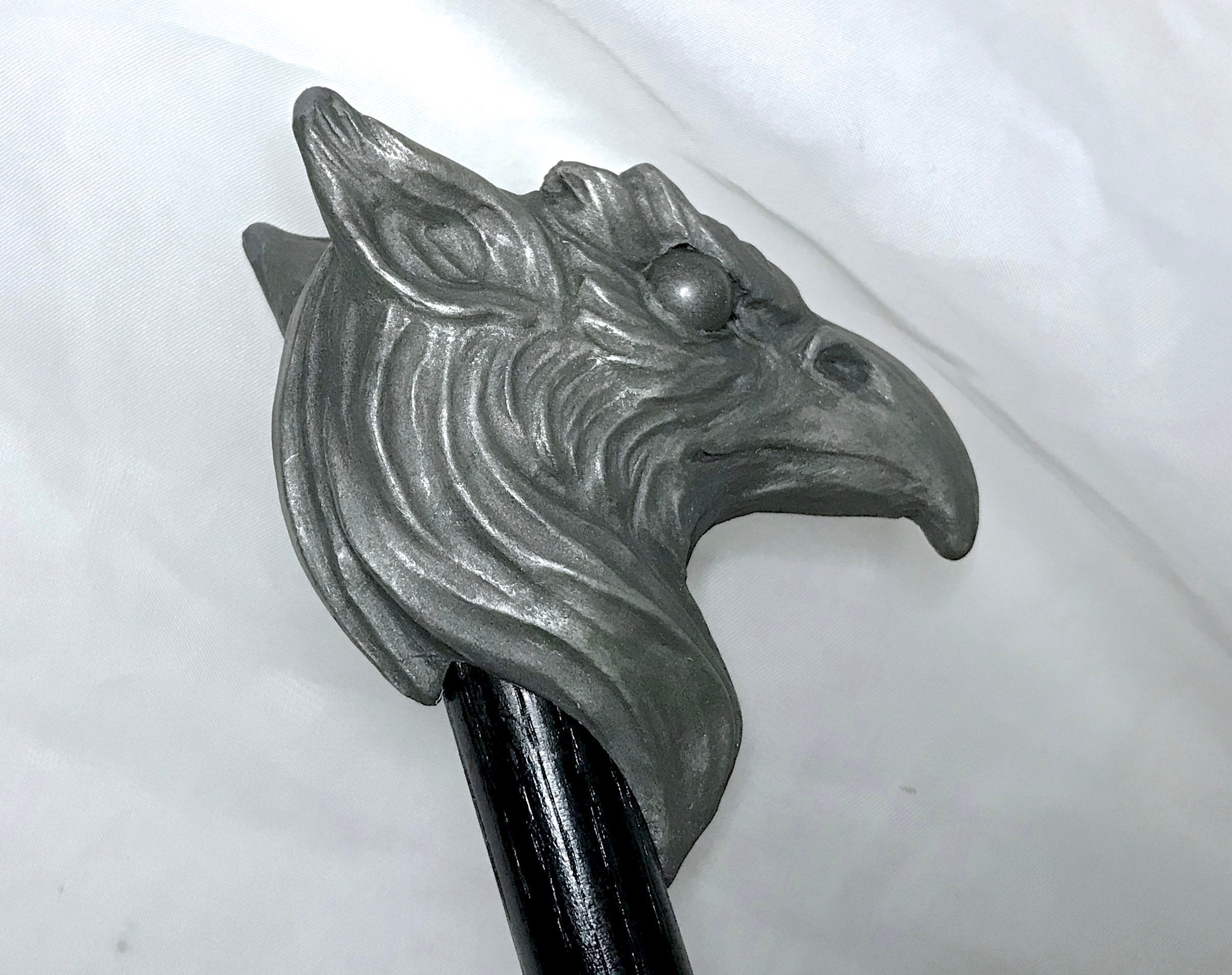 Griffin Cane, Hand Sculpted Walking Stick | Medieval Gothic Cane | Fantasy Cosplay Gryphon Head Cane, Gothic Accessory