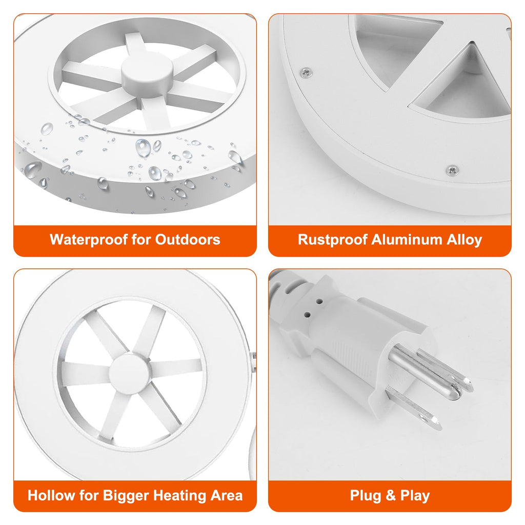 70W Outdoor Bird Bath Heater Winter Deicer with Thermostat, Auto Shutoff & Waterproof Design