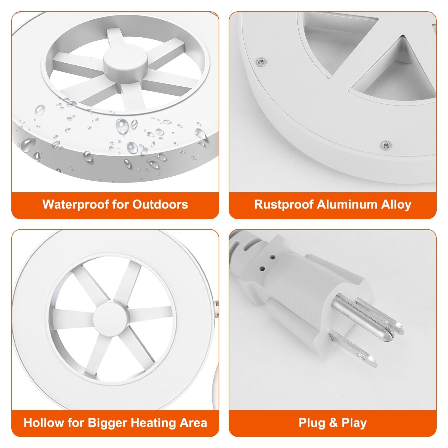 70W Outdoor Bird Bath Heater Winter Deicer with Thermostat, Auto Shutoff & Waterproof Design