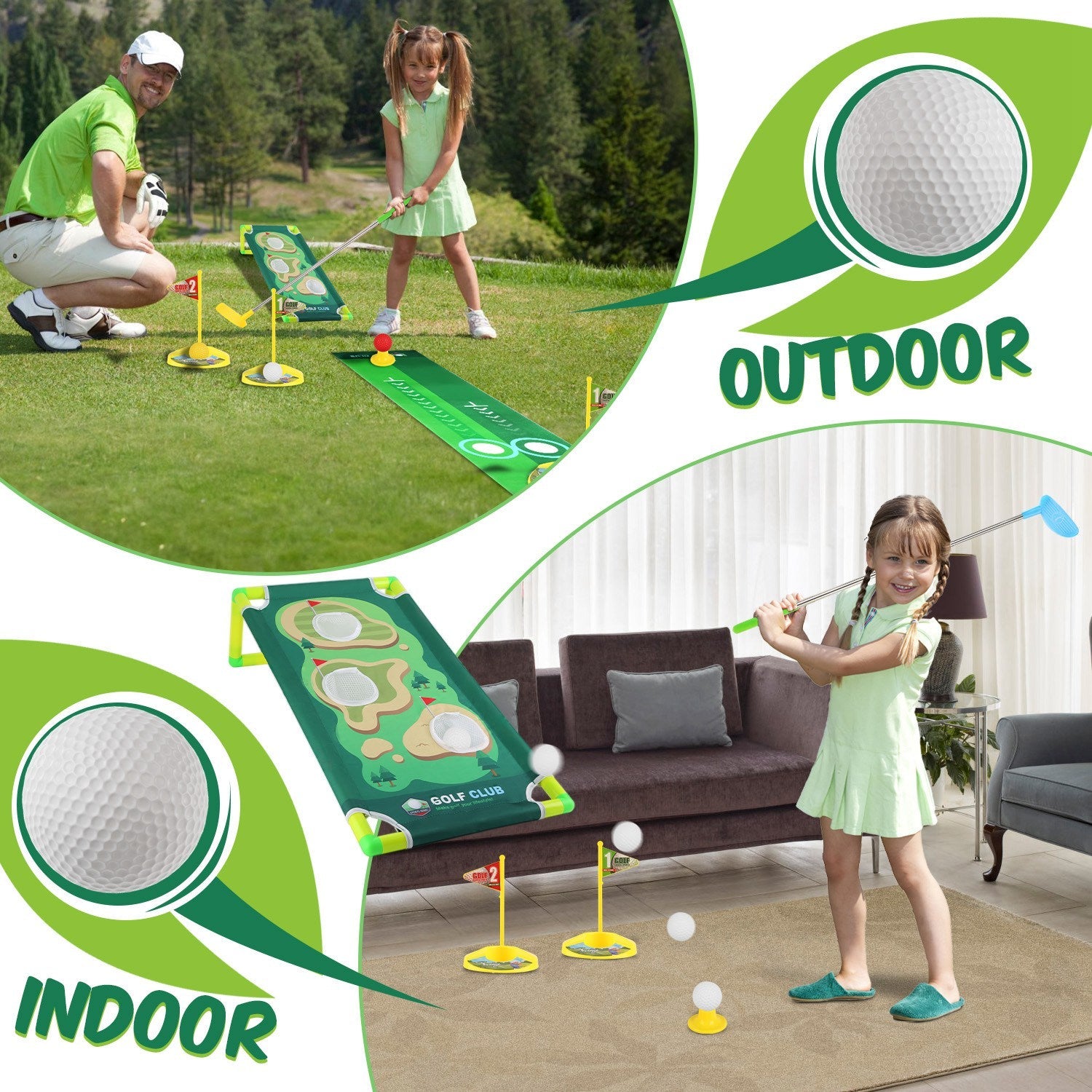 Toddler Golf Club Toy Set For Boys Girls Aged 3-8Years Old With Retractable Golf Clubs Indoor Outdoor Educational Kids Toys Golf Sport Birthday Christ