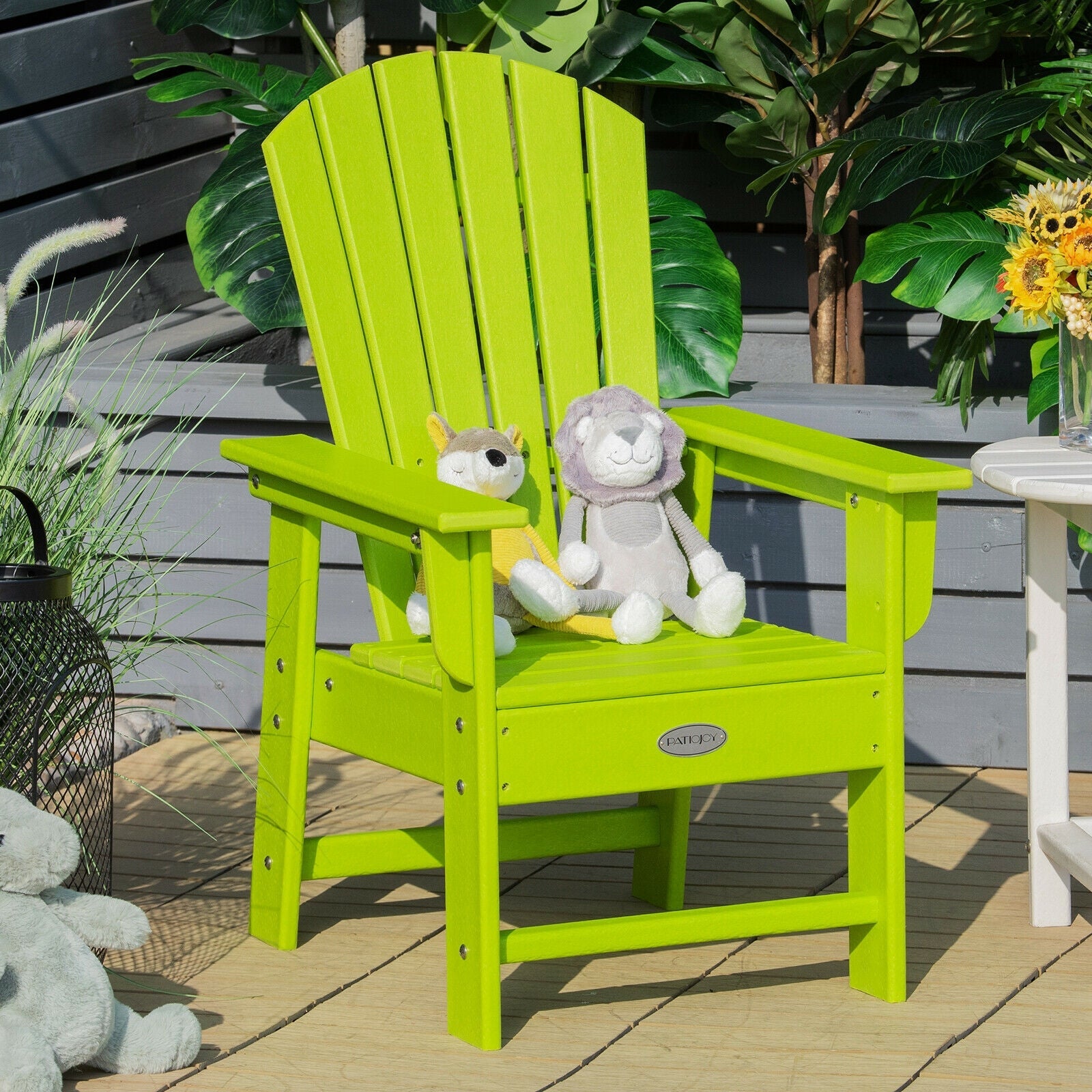 Patio Kids' Adirondack Chair with Ergonomic Backrest-Green