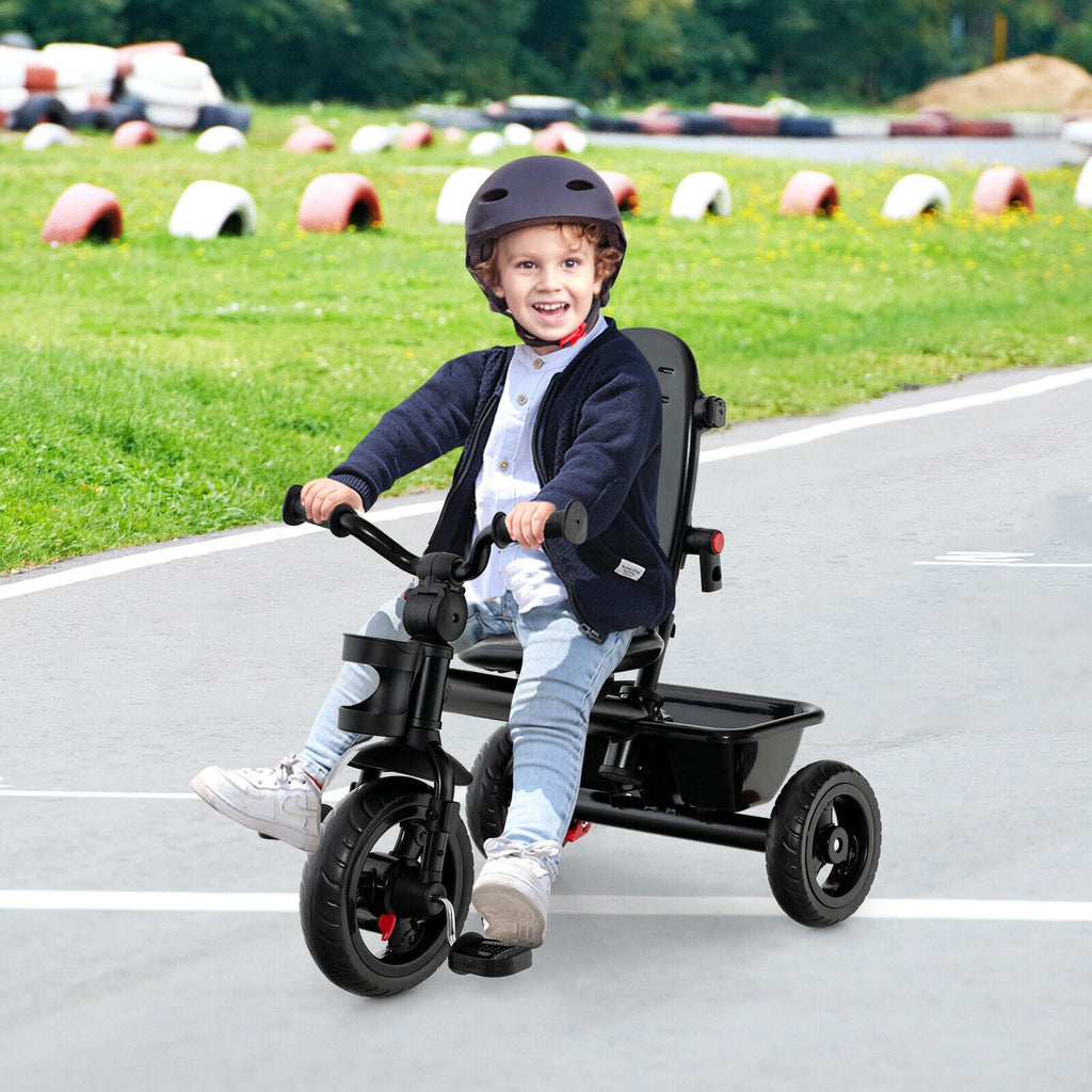 4-in-1 Baby Tricycle Toddler Trike with Convertible Seat-Pink