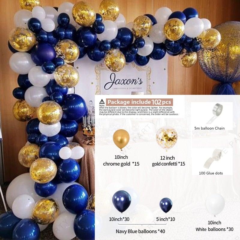 102pcs New Retro Color Navy Blue Birthday Ballons Arch Garland Kit For Baby Shower Wedding Party For Decoration Ballons for Wedding Birthday And Party